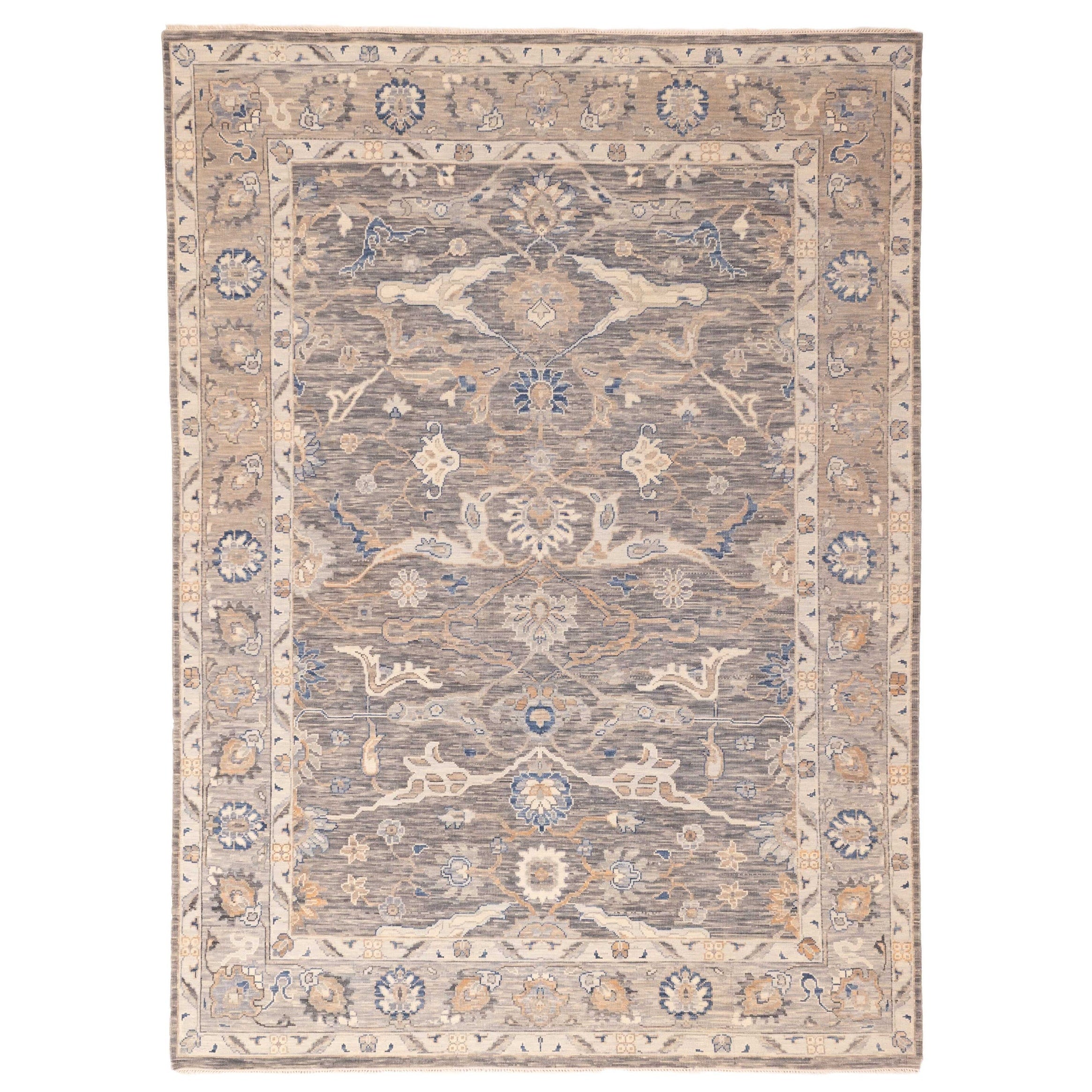 Ecarpetgallery Hand Knotted Modern Oushak Dark Grey Wool Rug 90 X 123