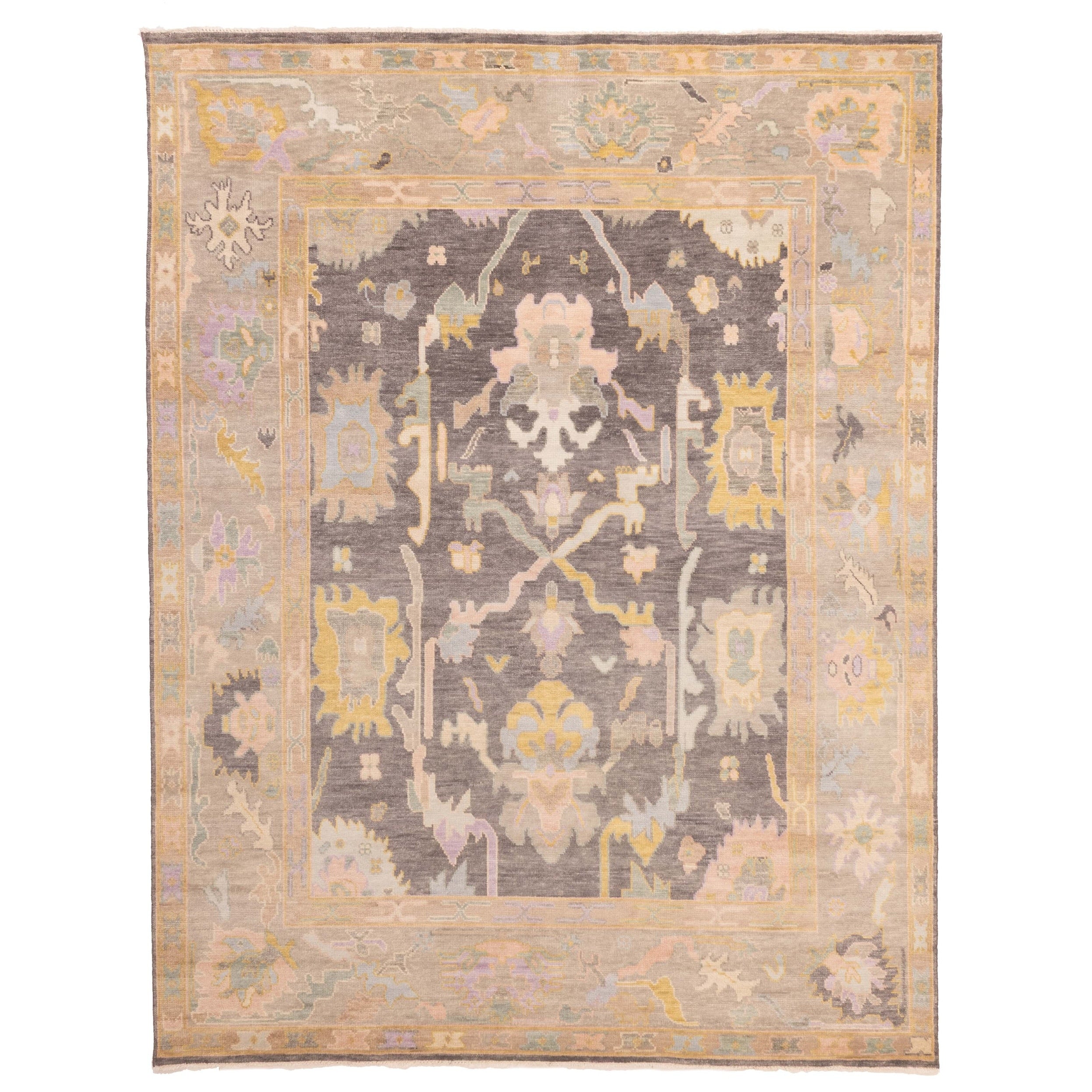 Ecarpetgallery Hand Knotted Modern Oushak Dark Grey Wool Rug 79 X 100