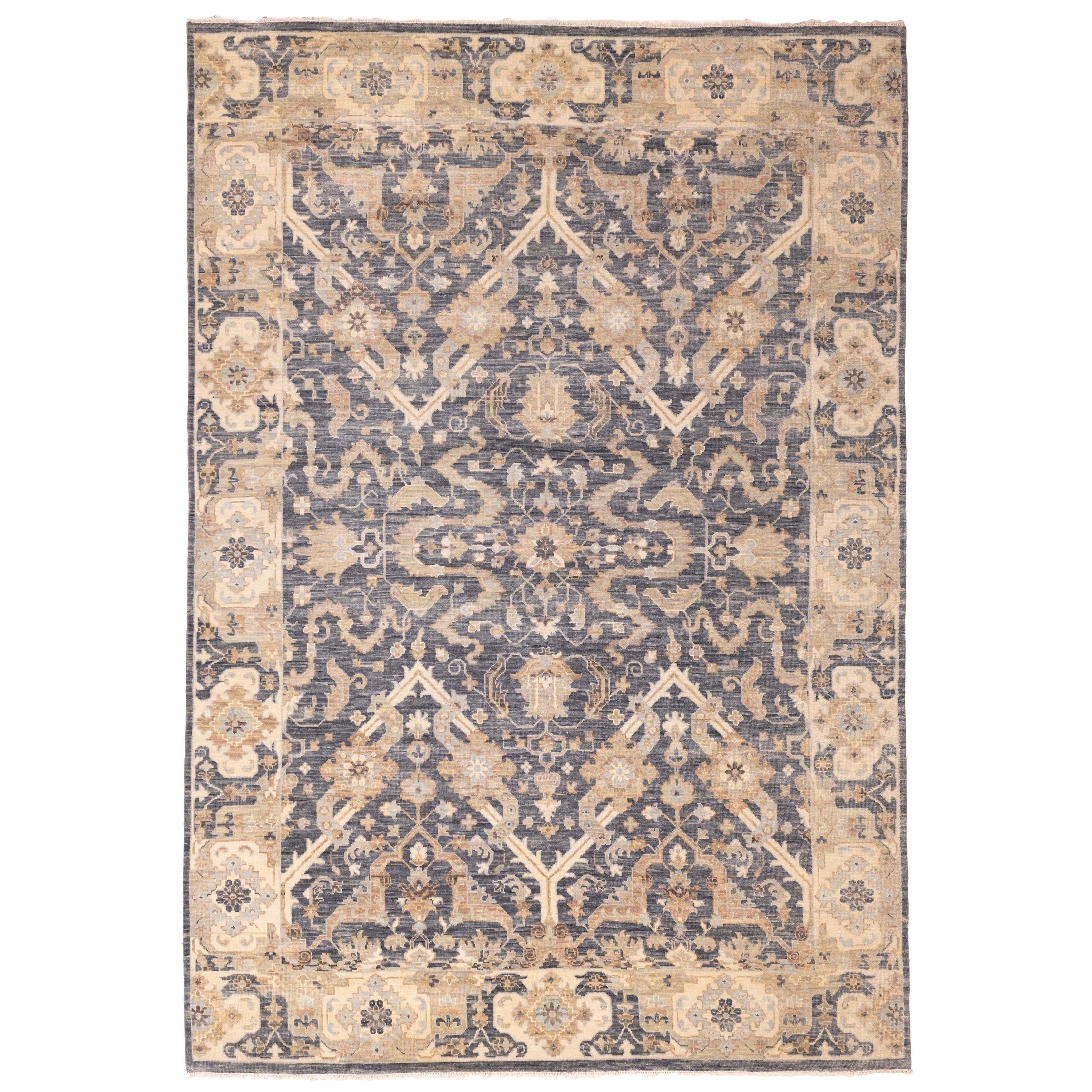 Ecarpetgallery Hand Knotted Modern Oushak Dark Navy Wool Rug 910 X 142