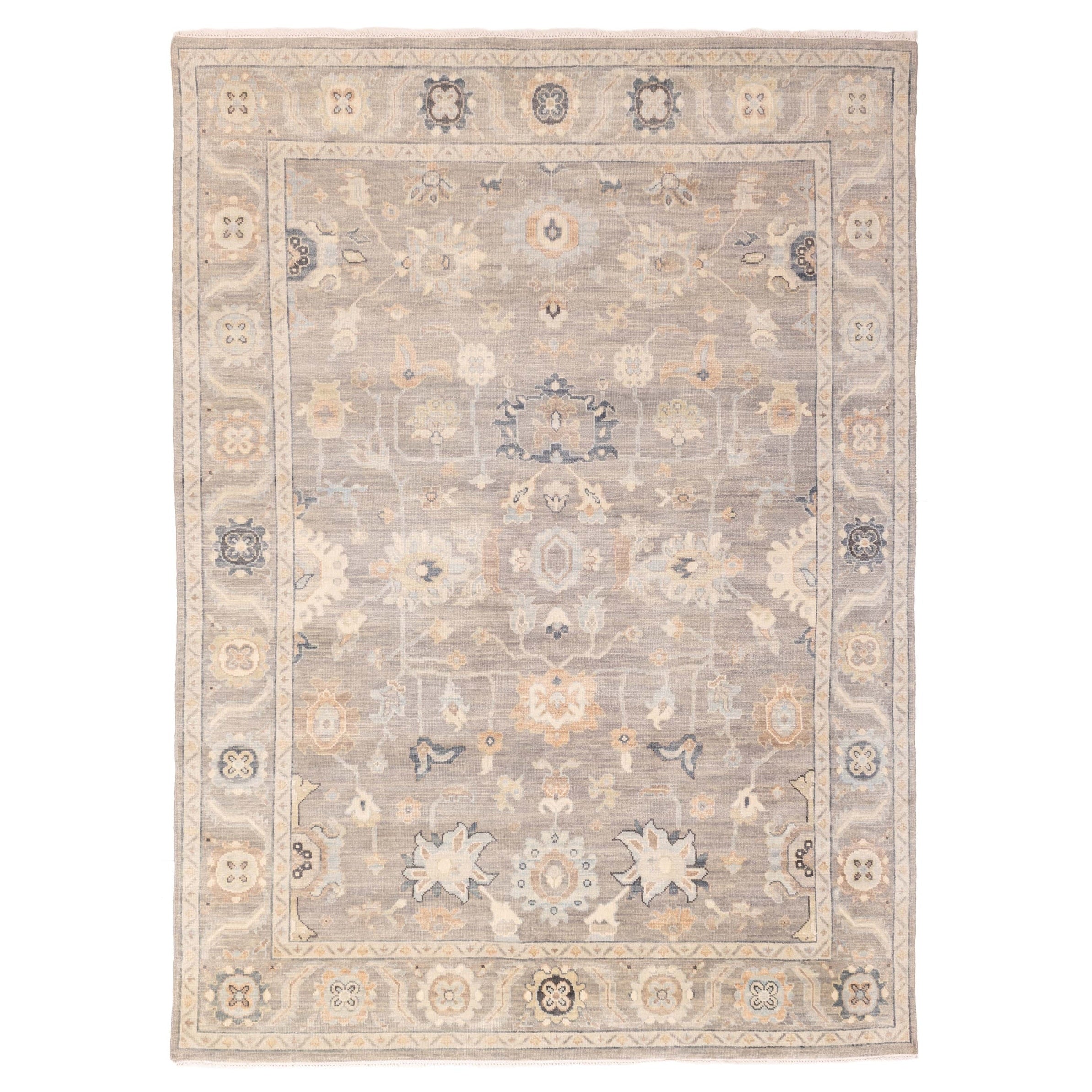 Ecarpetgallery Hand Knotted Modern Oushak Grey Wool Rug 810 X 120