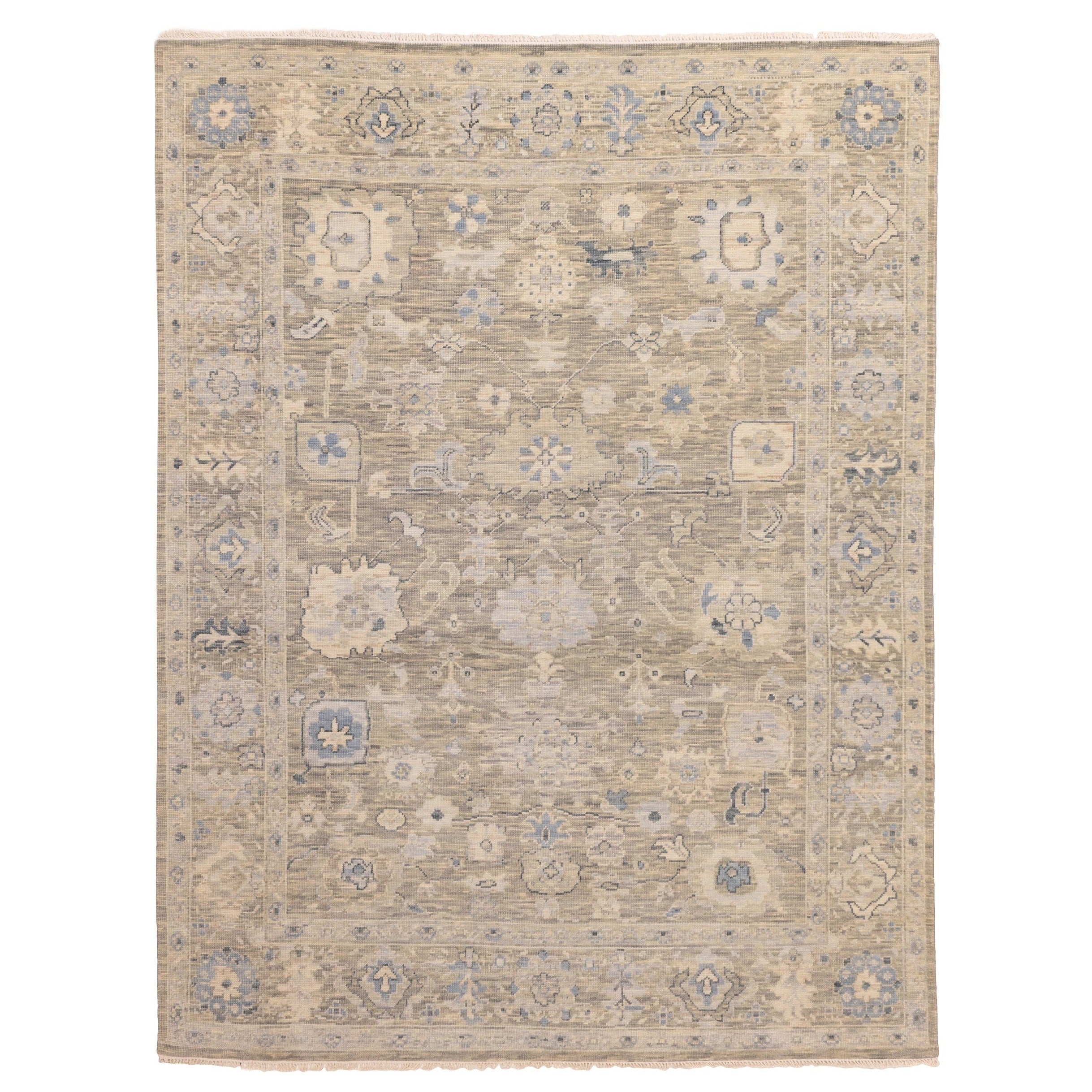 Ecarpetgallery Hand Knotted Modern Oushak Grey Wool Rug 711 X 103