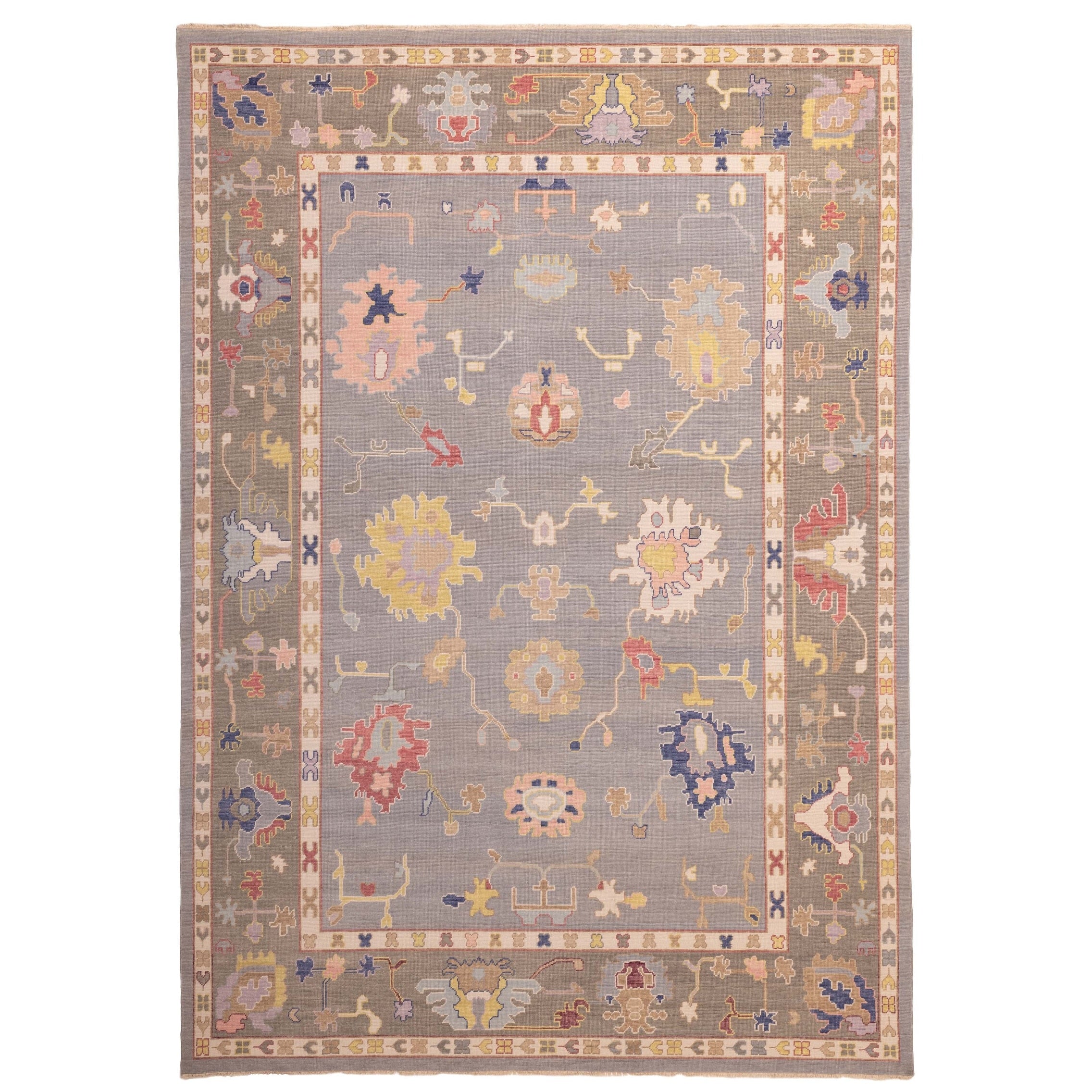 Ecarpetgallery Hand Knotted Modern Oushak Grey Wool Rug 911 X 1310
