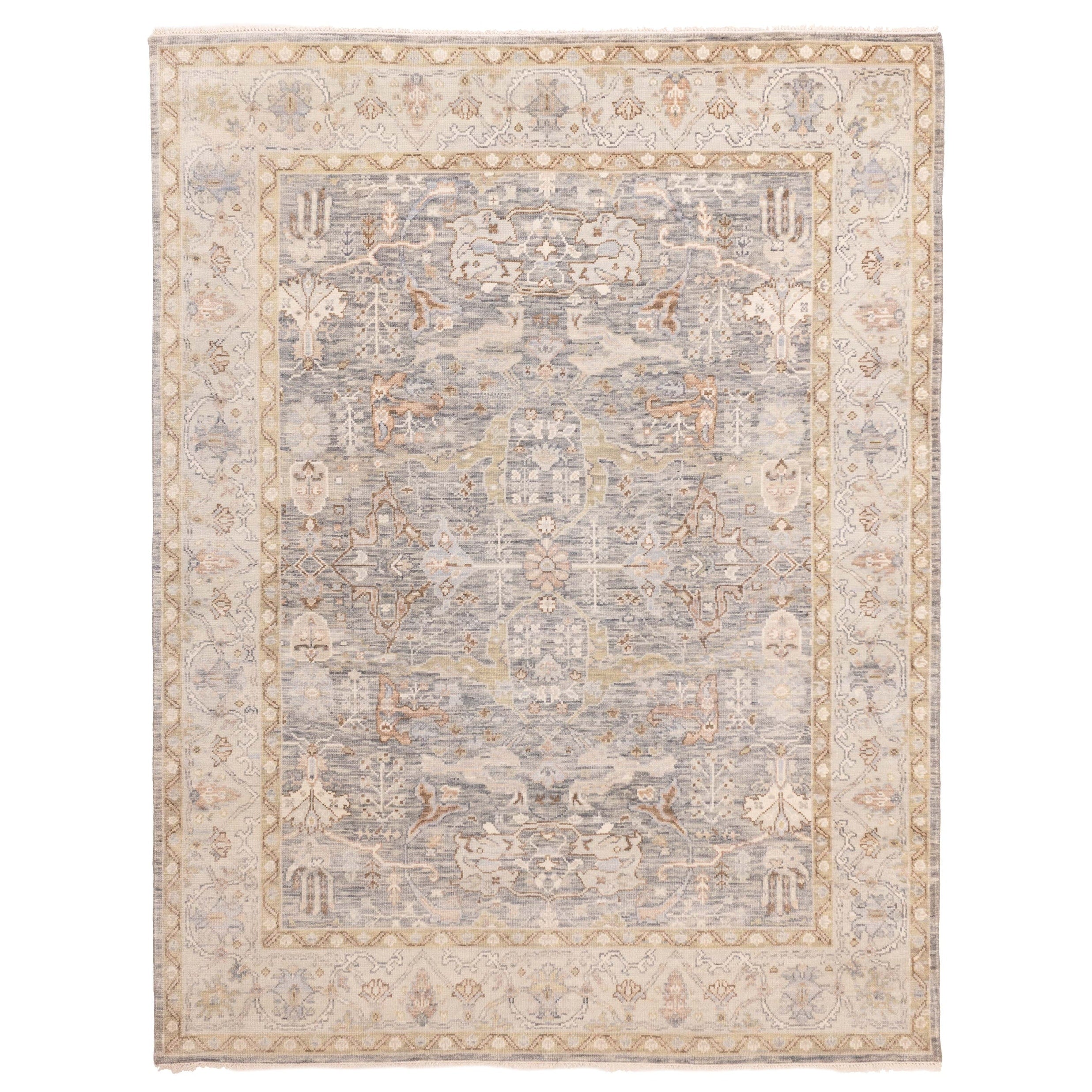 Ecarpetgallery Hand Knotted Modern Oushak Grey Wool Rug 81 X 103