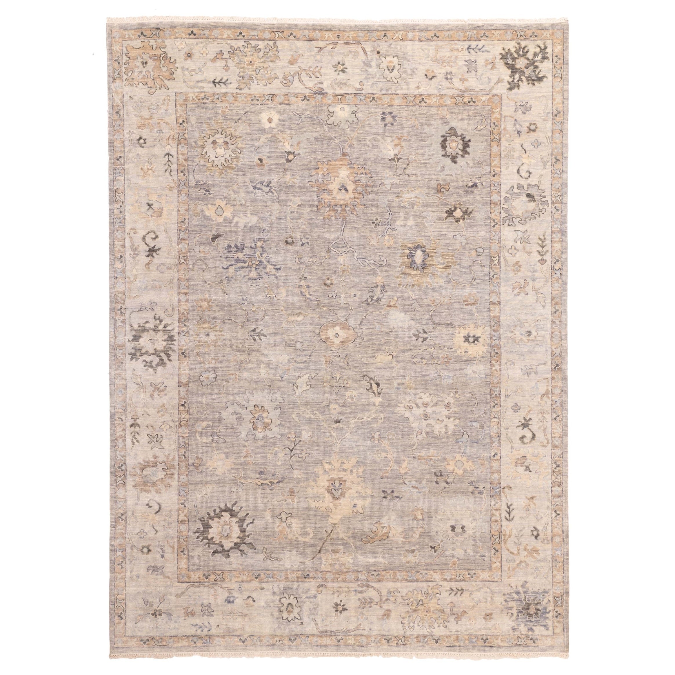 Ecarpetgallery Hand Knotted Modern Oushak Grey Wool Rug 91 X 123