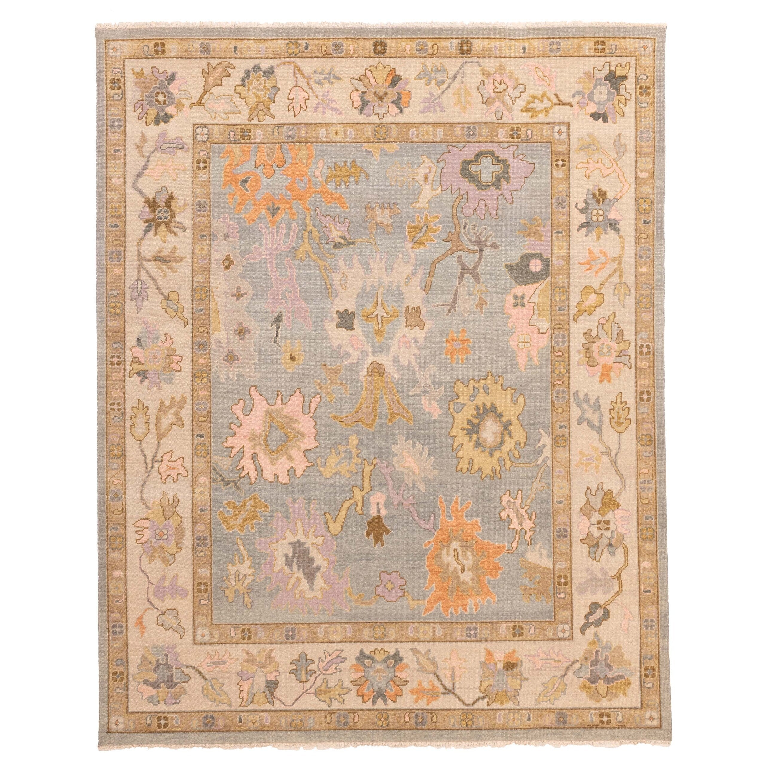 Ecarpetgallery Hand Knotted Modern Oushak Grey Wool Rug 711 X 911