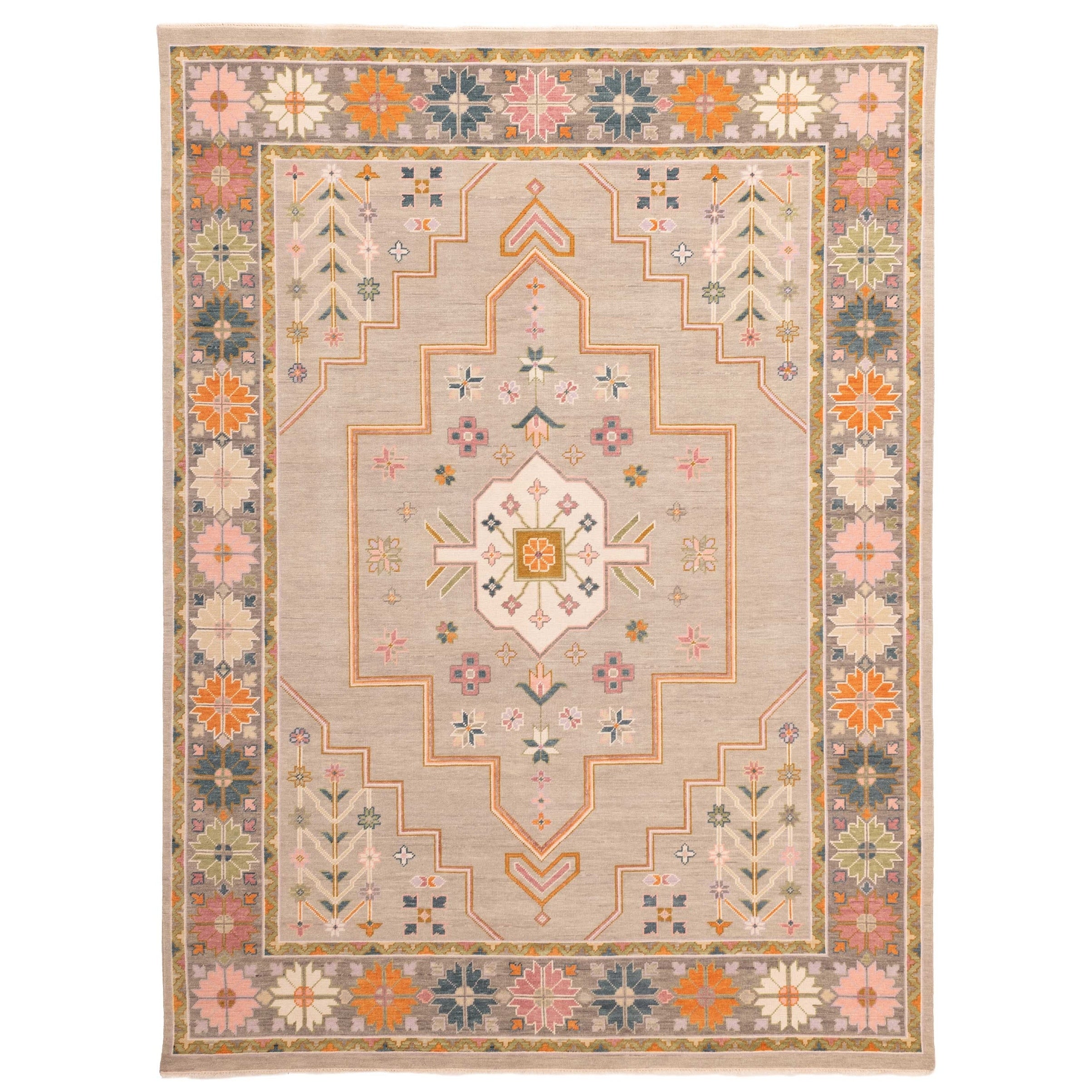 Ecarpetgallery Hand Knotted Modern Oushak Grey Wool Rug 90 X 1110