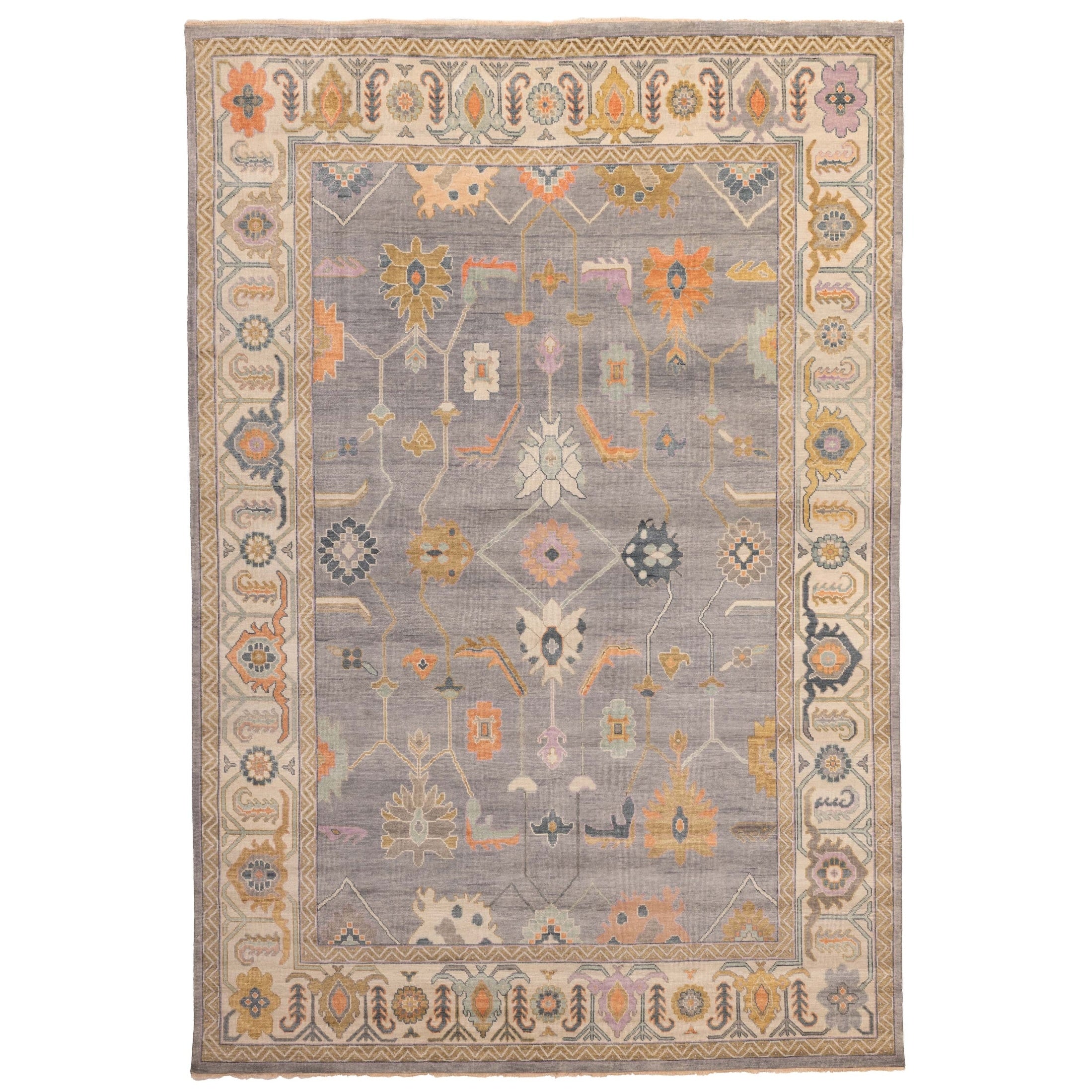 Ecarpetgallery Hand Knotted Modern Oushak Grey Wool Rug 98 X 139