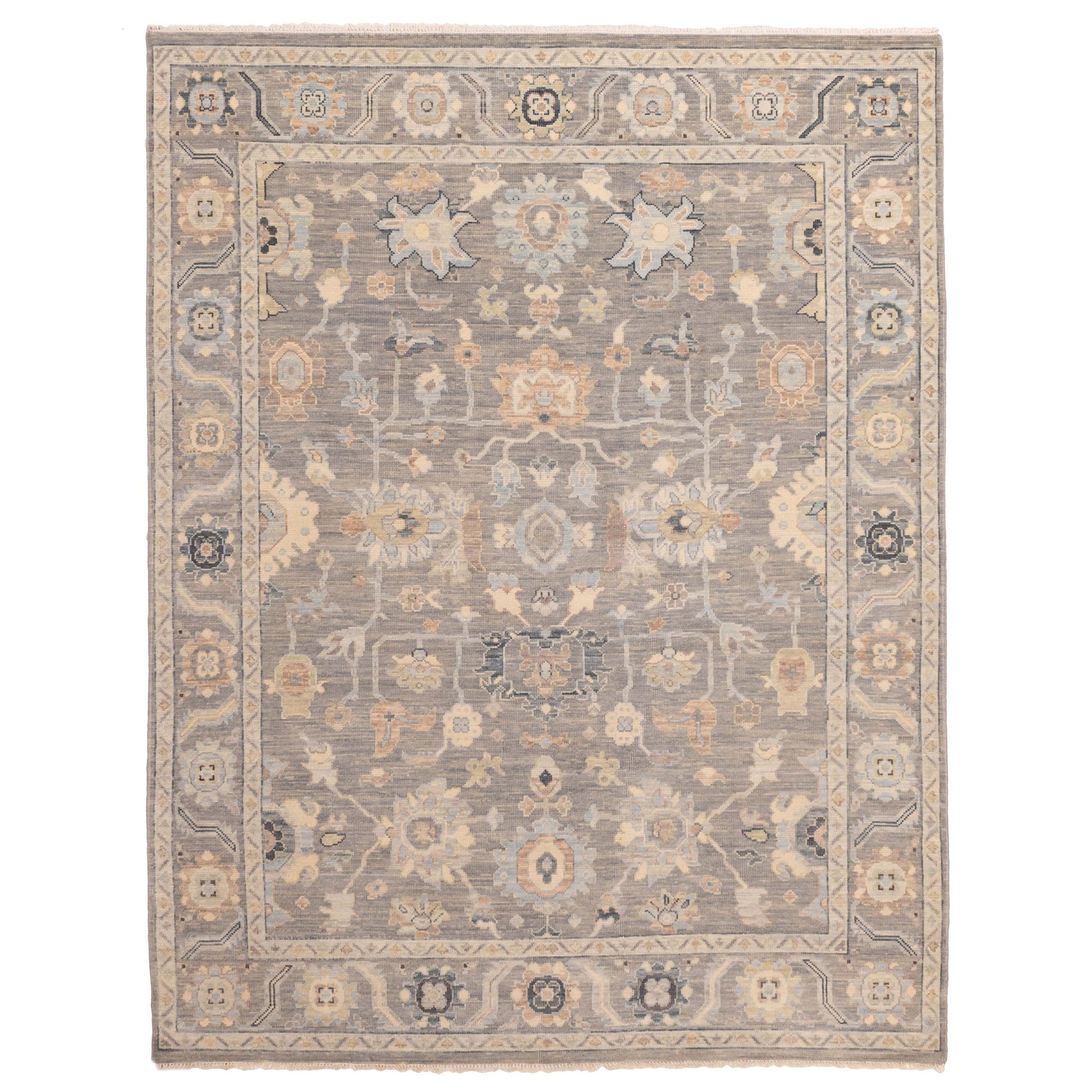 Ecarpetgallery Hand Knotted Modern Oushak Grey Wool Rug 711 X 103