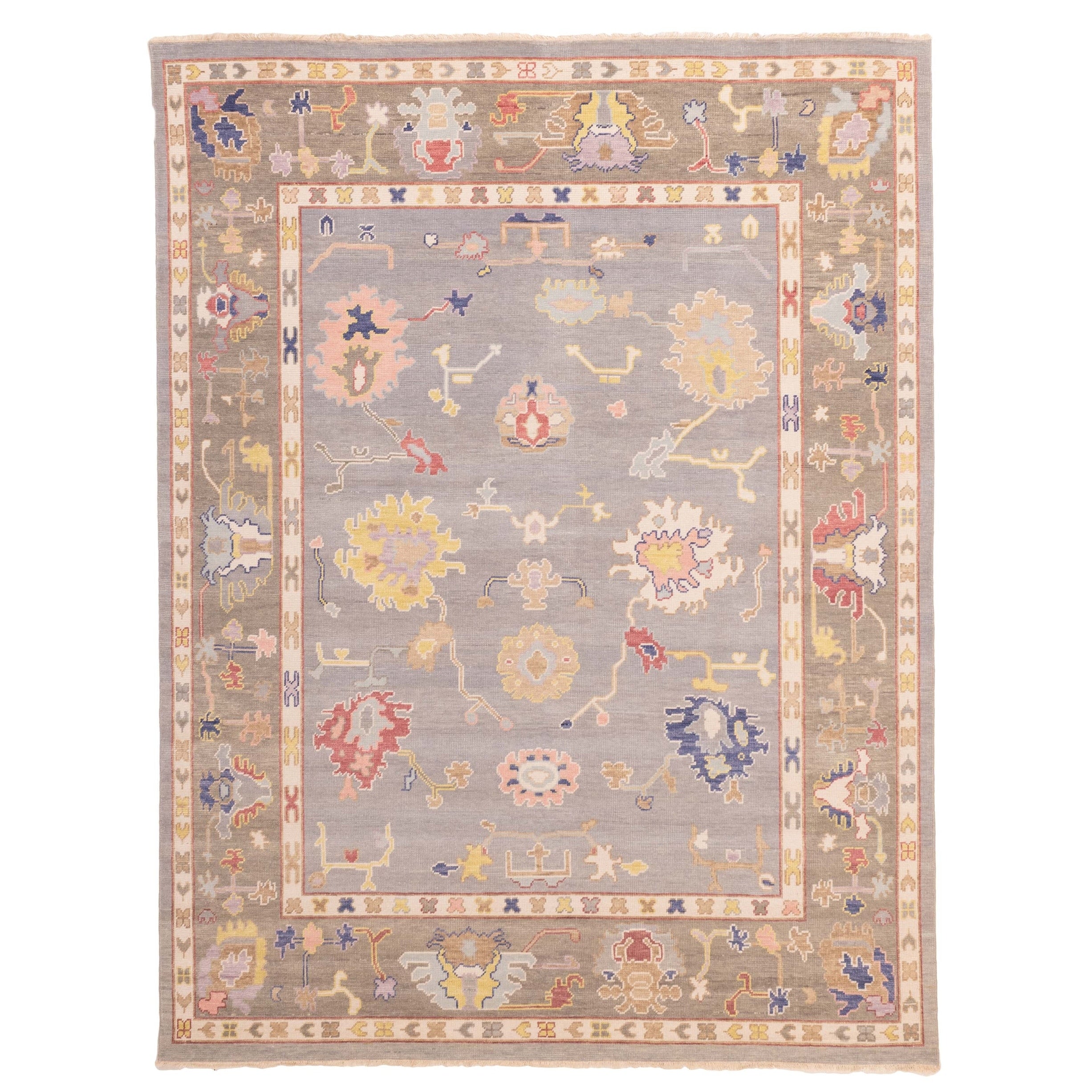 Ecarpetgallery Hand Knotted Modern Oushak Grey Wool Rug 79 X 101