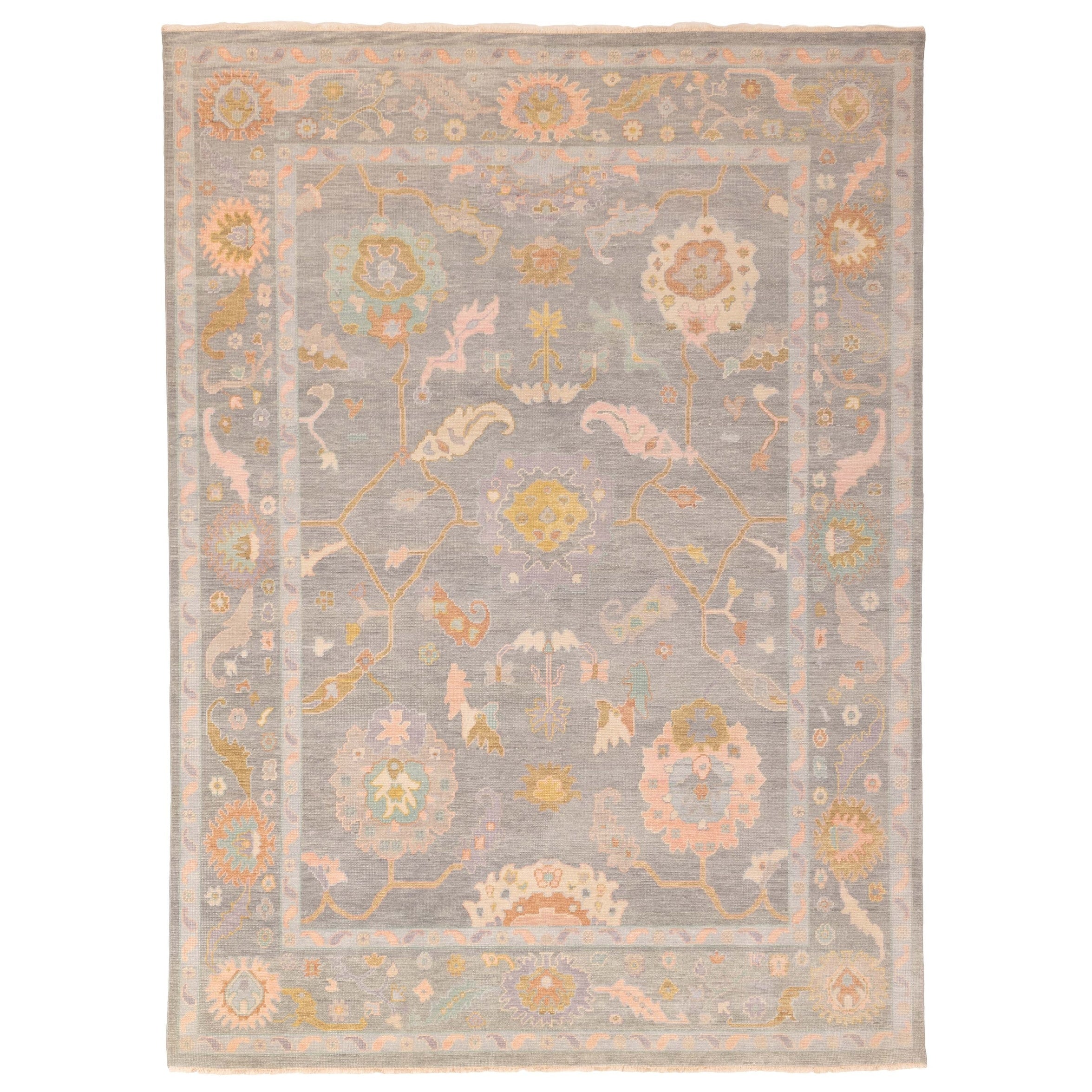Ecarpetgallery Hand Knotted Modern Oushak Grey Sage Wool Rug 810 X 1111
