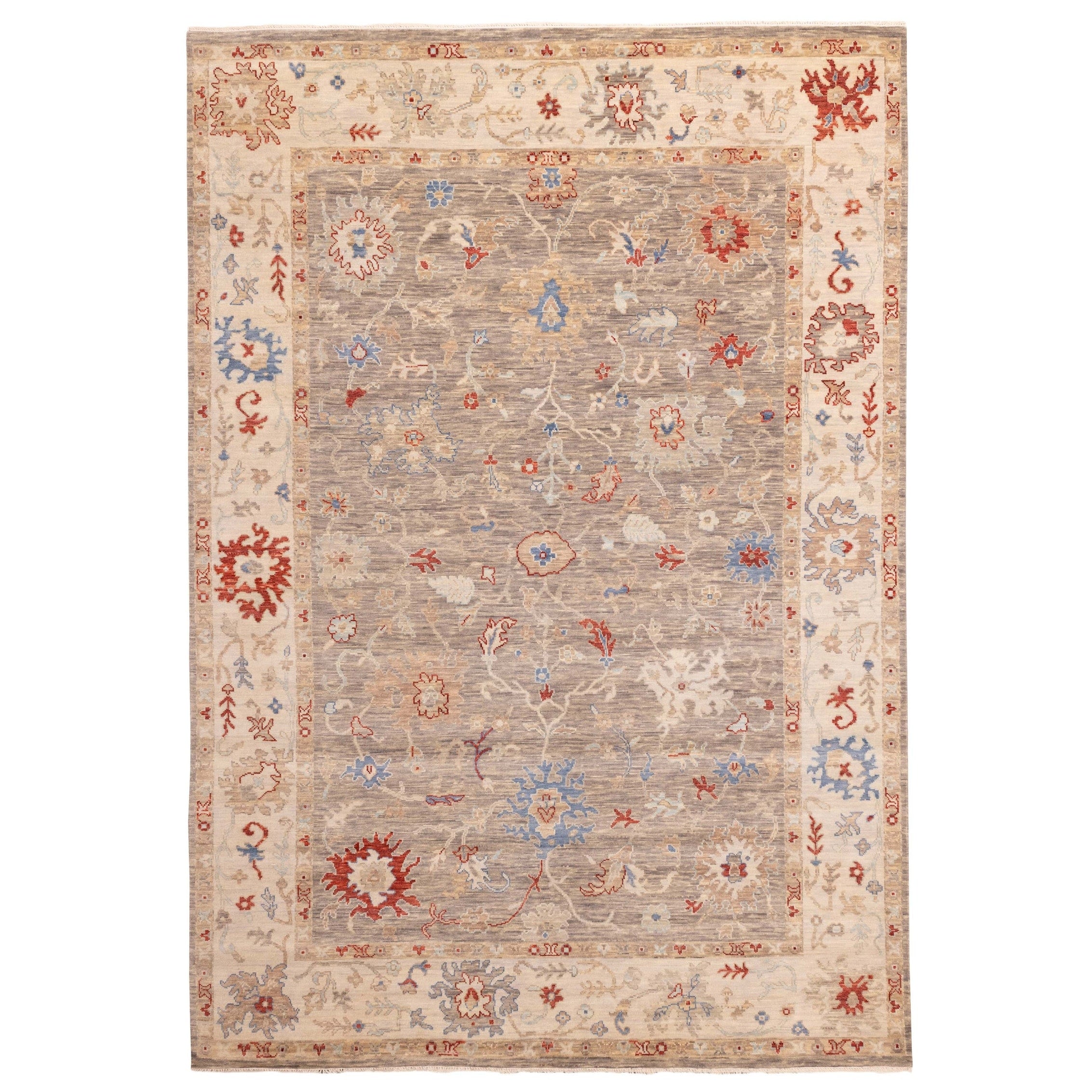 Ecarpetgallery Hand Knotted Modern Oushak Grey Taupe Wool Rug 910 X 141