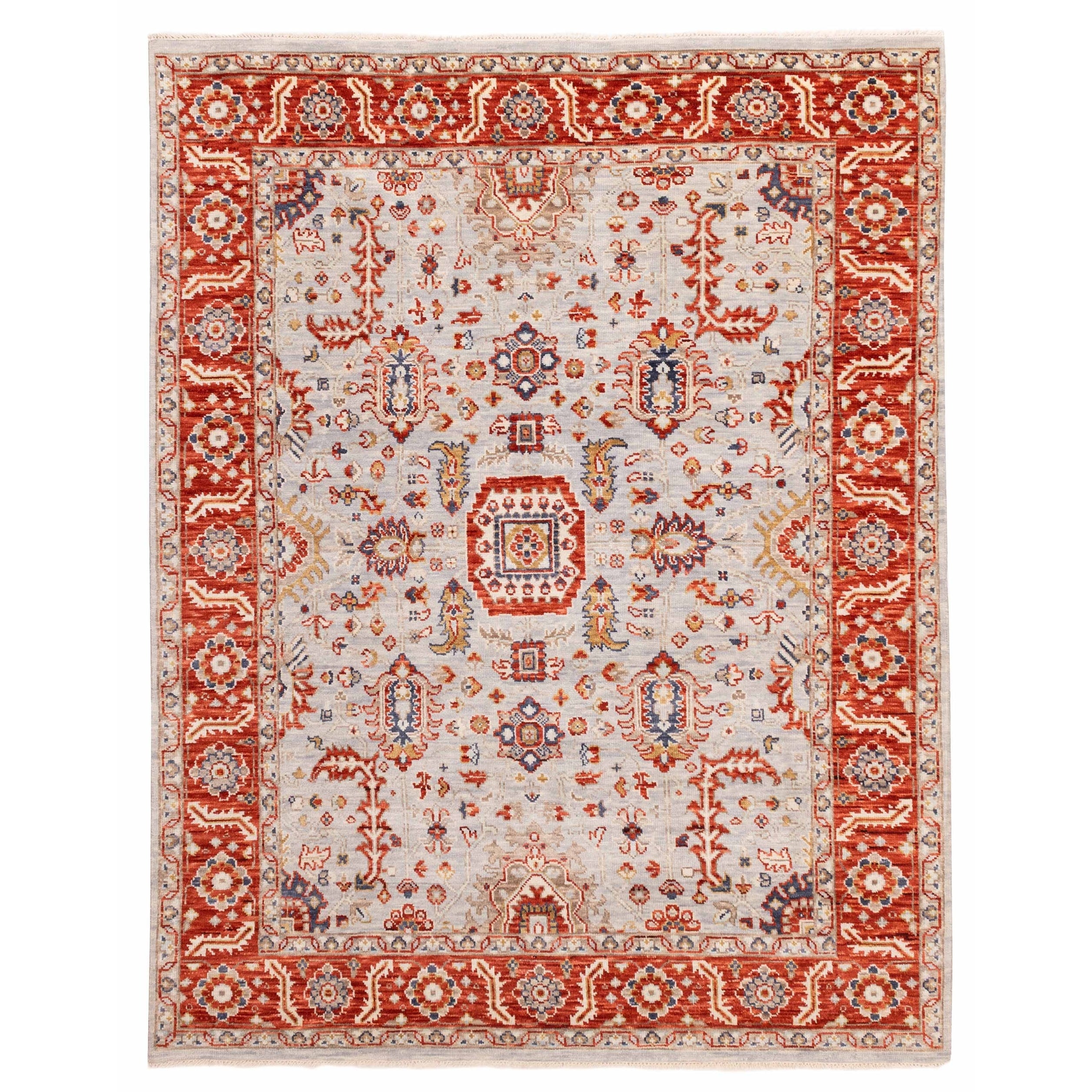 Ecarpetgallery Hand Knotted Modern Oushak Light Blue Light Grey Wool Rug 78 X 99