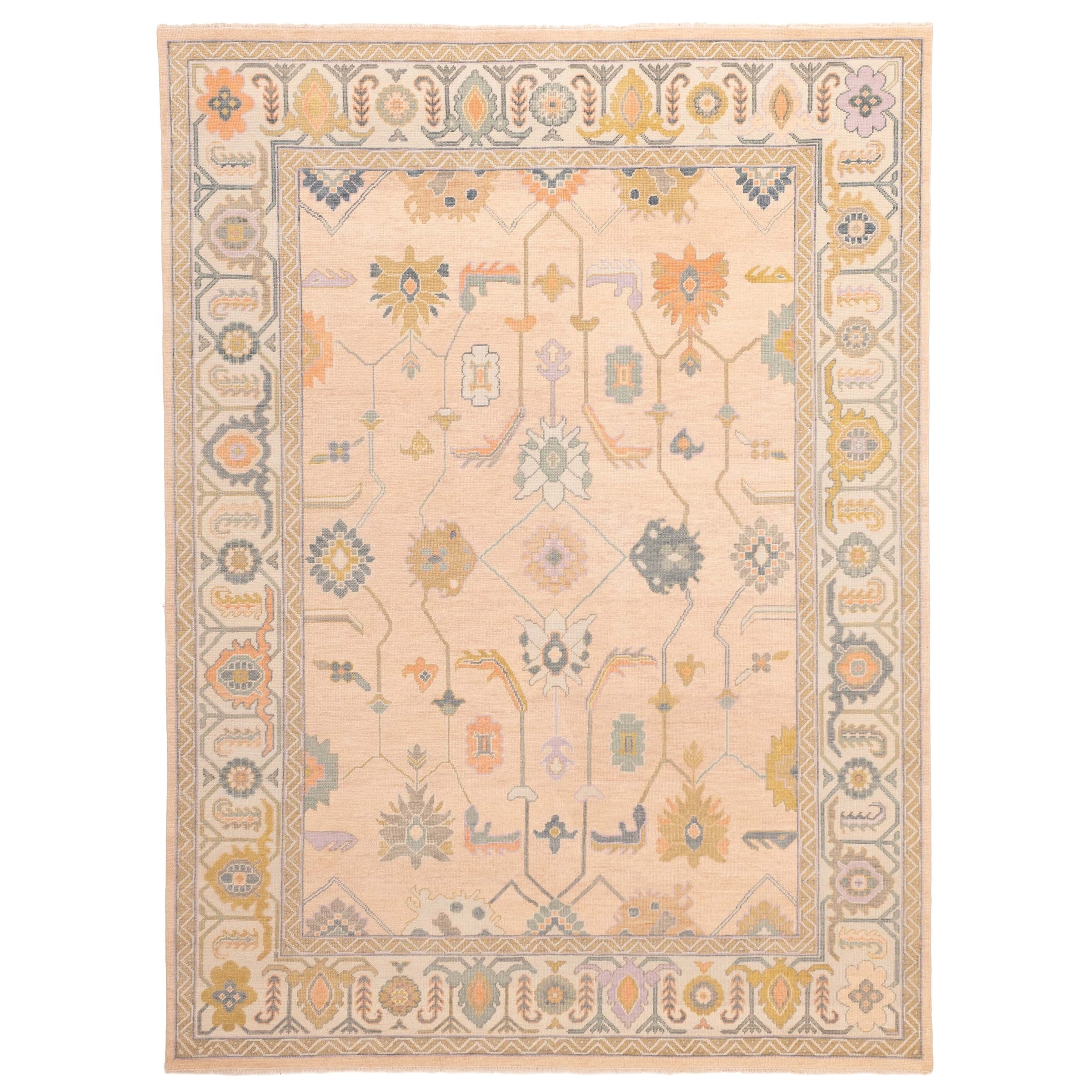 Ecarpetgallery Hand Knotted Modern Oushak Light Copper Wool Rug 811 X 1110