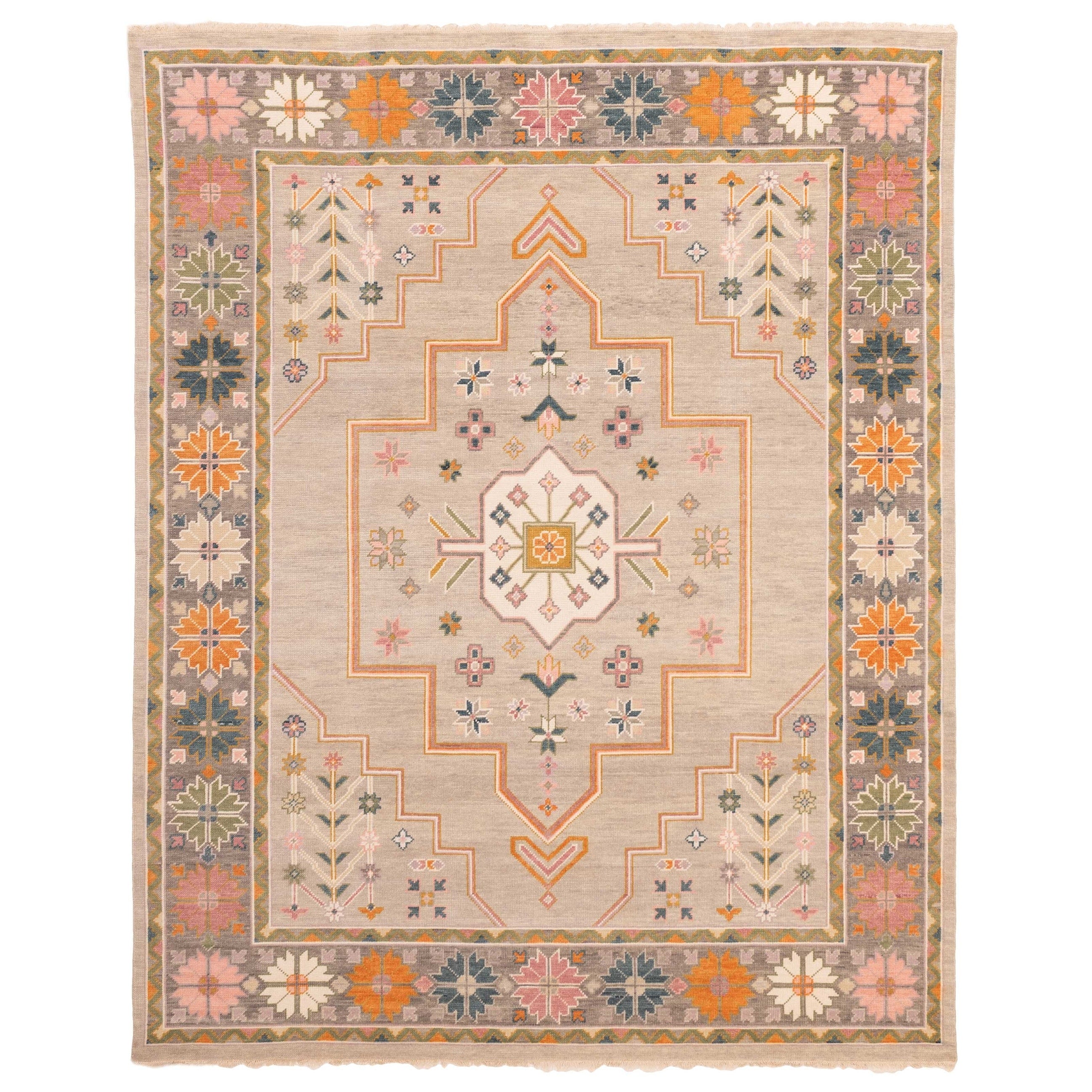 Ecarpetgallery Hand Knotted Modern Oushak Light Grey Wool Rug 711 X 910