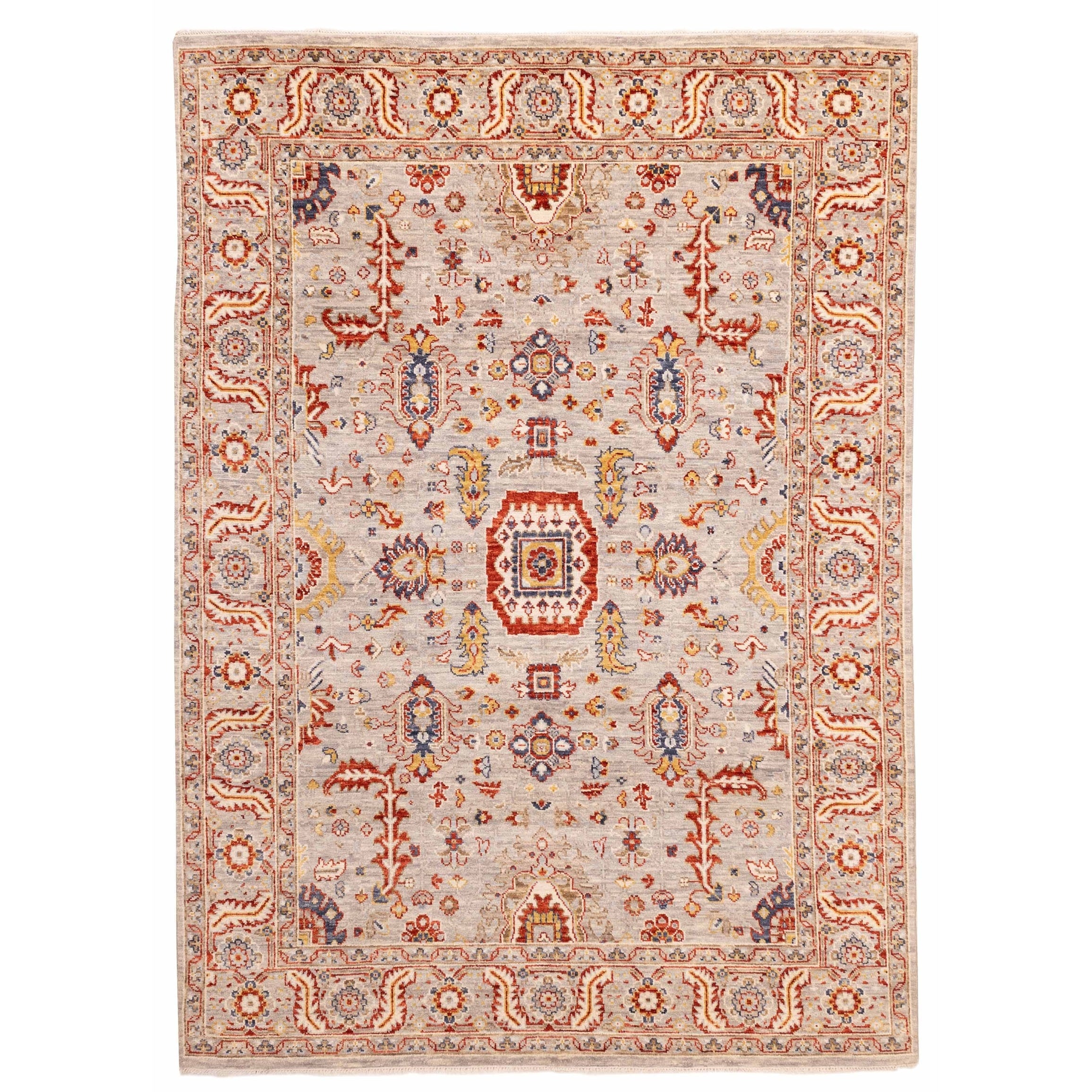 Ecarpetgallery Hand Knotted Modern Oushak Light Grey Wool Rug 85 X 118