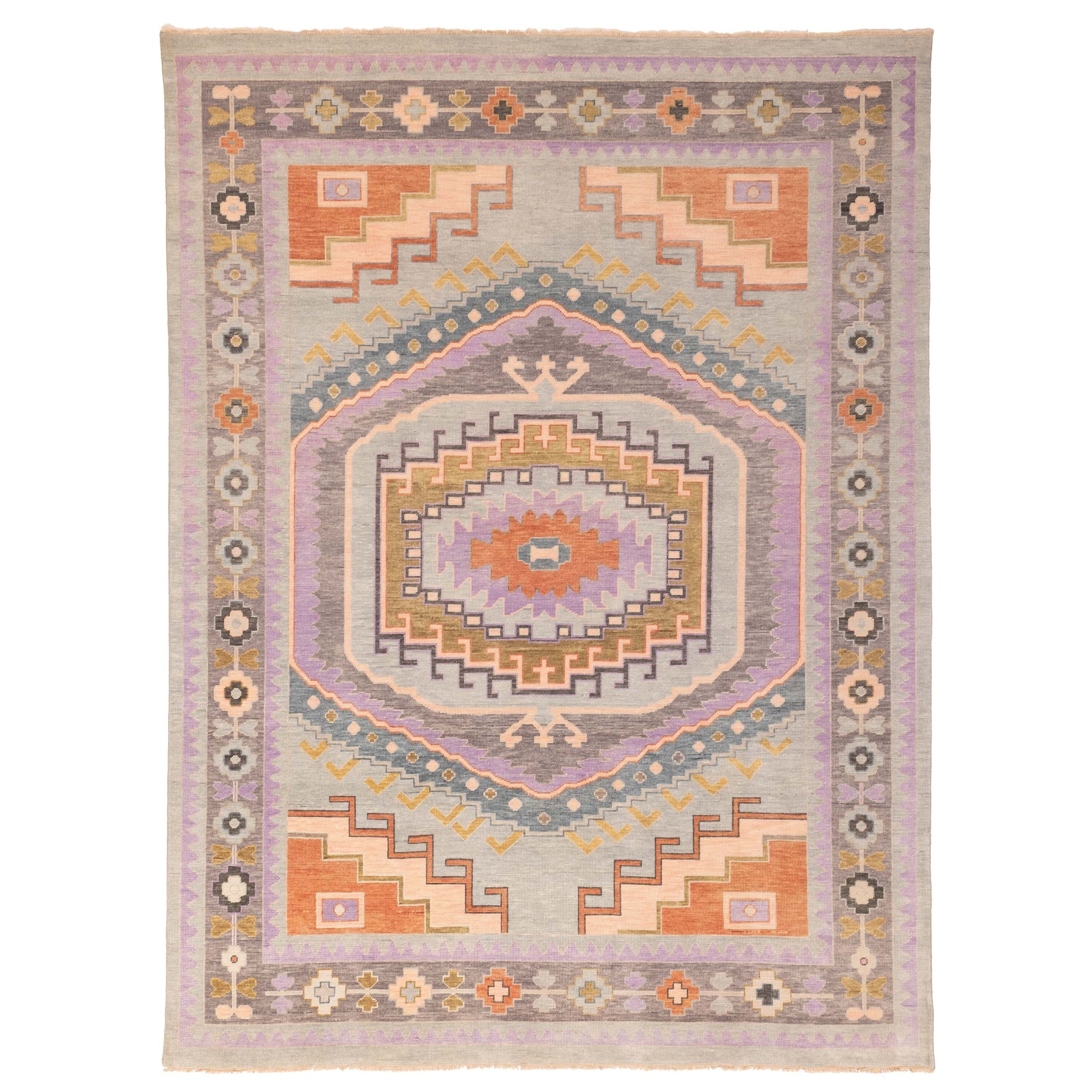 Ecarpetgallery Hand Knotted Modern Oushak Light Grey Wool Rug 810 X 1111