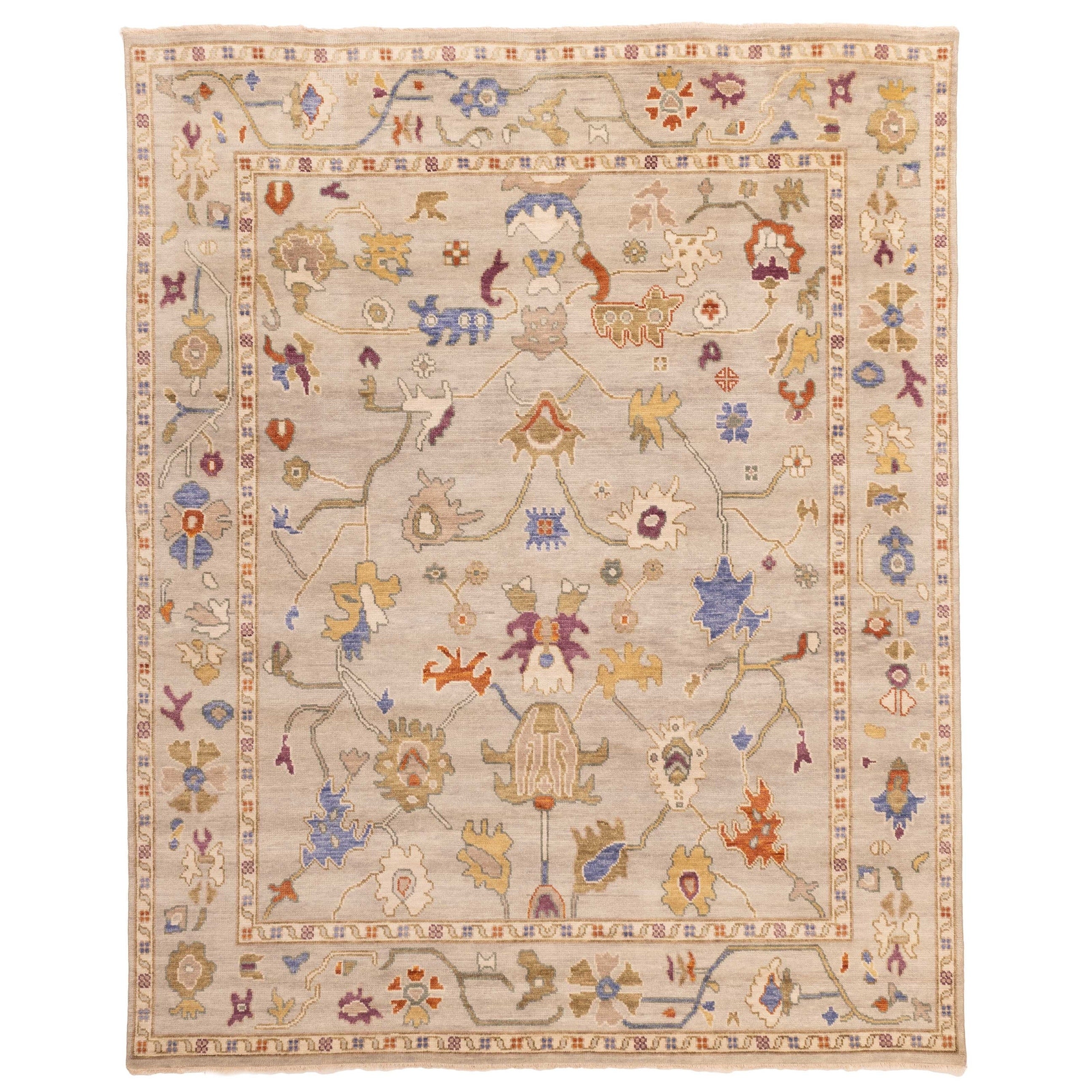 Ecarpetgallery Hand Knotted Modern Oushak Light Grey Wool Rug 710 X 910