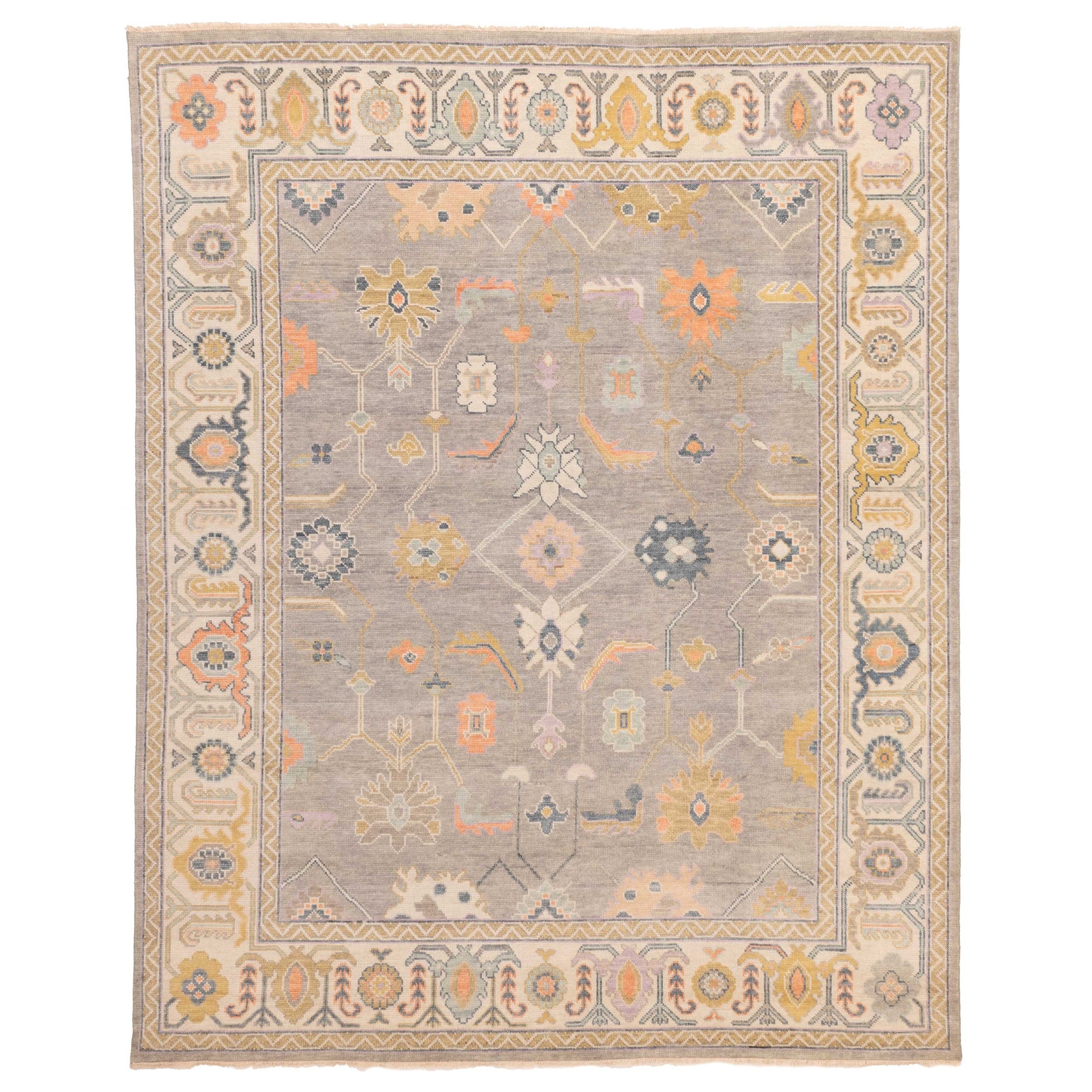 Ecarpetgallery Hand Knotted Modern Oushak Light Grey Wool Rug 80 X 99