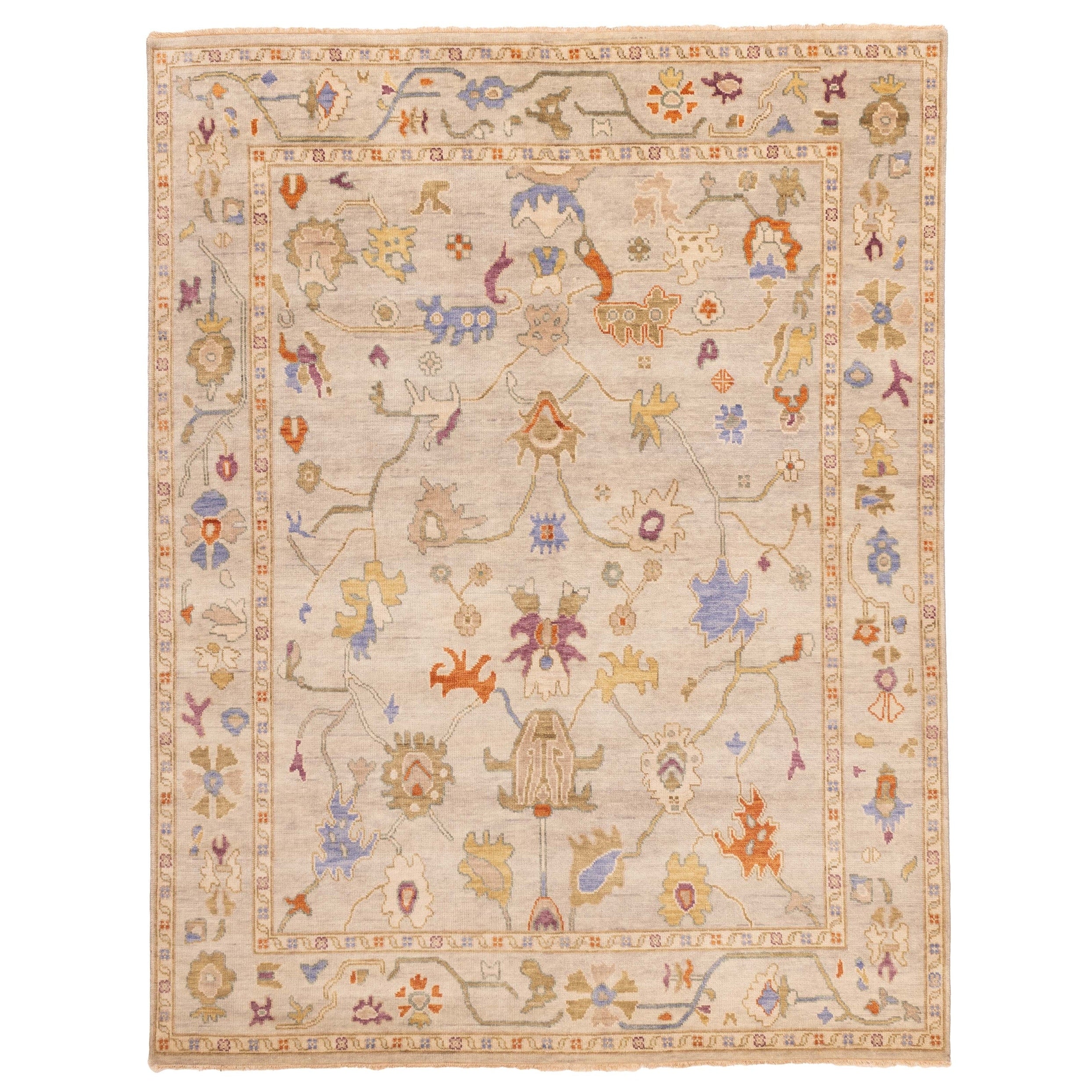 Ecarpetgallery Hand Knotted Modern Oushak Light Khaki Wool Rug 710 X 100