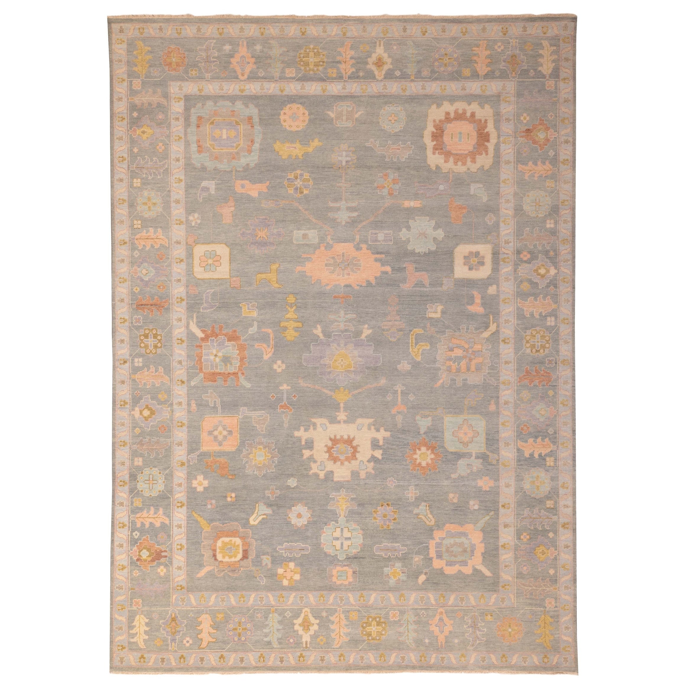 Ecarpetgallery Hand Knotted Modern Oushak Sage Wool Rug 911 X 139