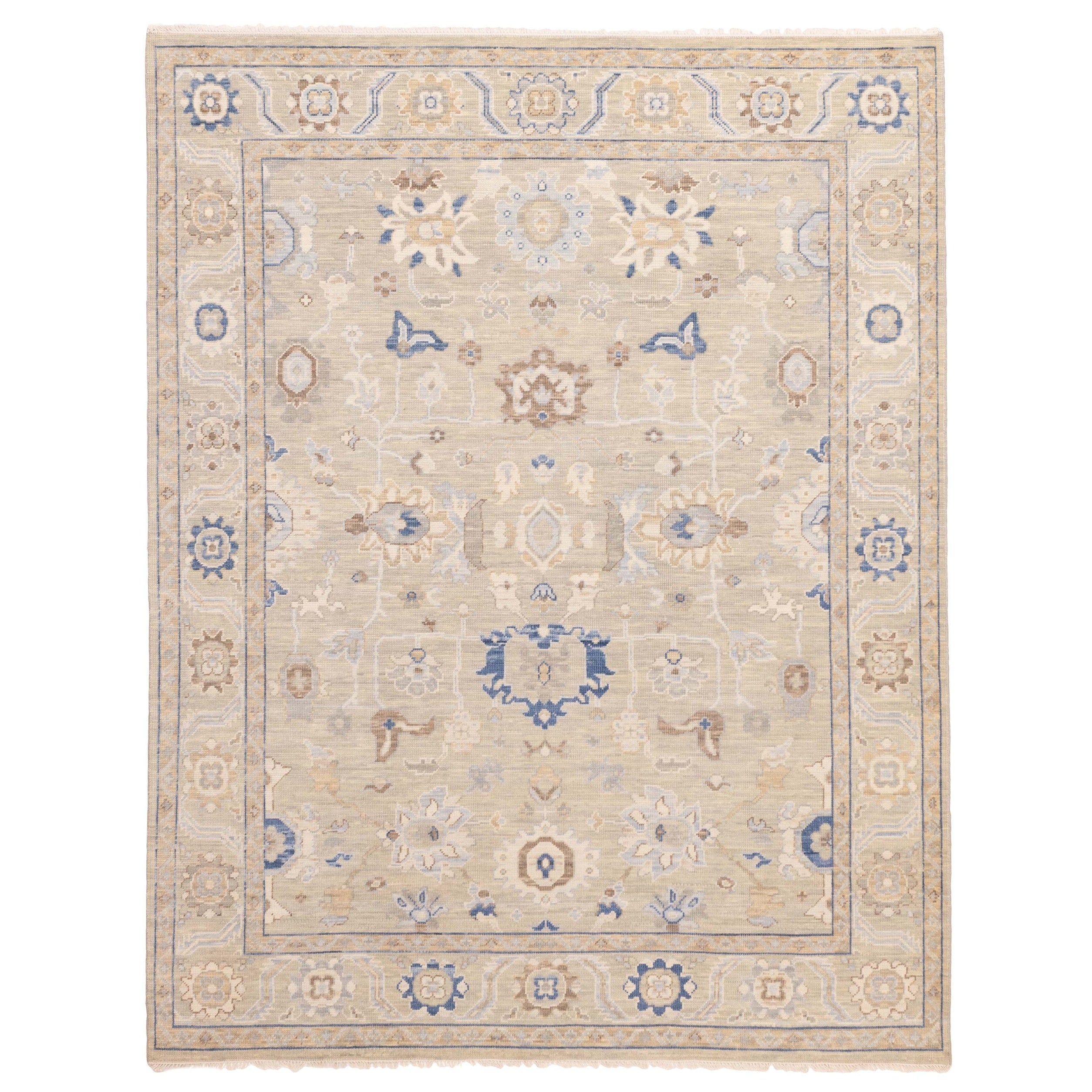 Ecarpetgallery Hand Knotted Modern Oushak Sage Wool Rug 81 X 103