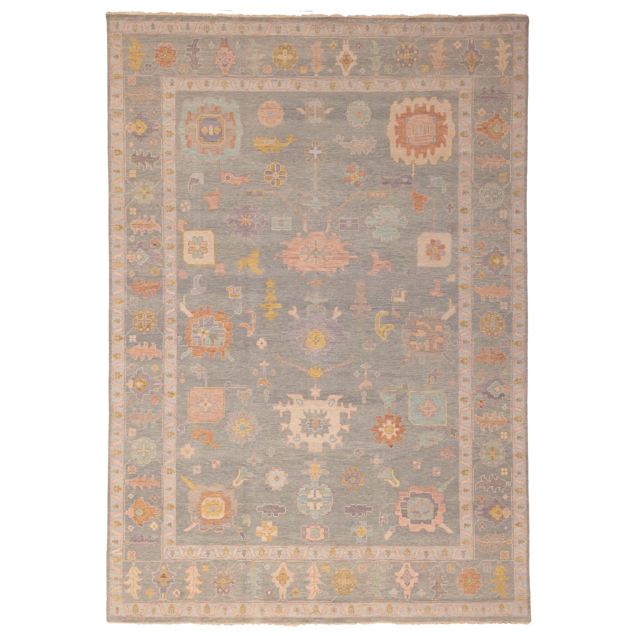 Ecarpetgallery Hand Knotted Modern Oushak Sage Wool Rug 98 X 139