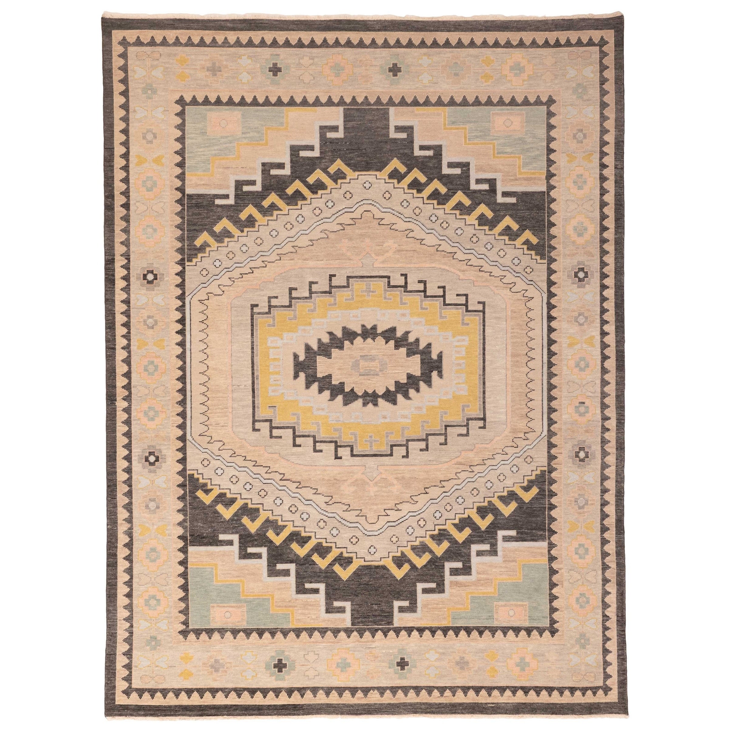 Ecarpetgallery Hand Knotted Modern Oushak Taupe Wool Rug 810 X 1110