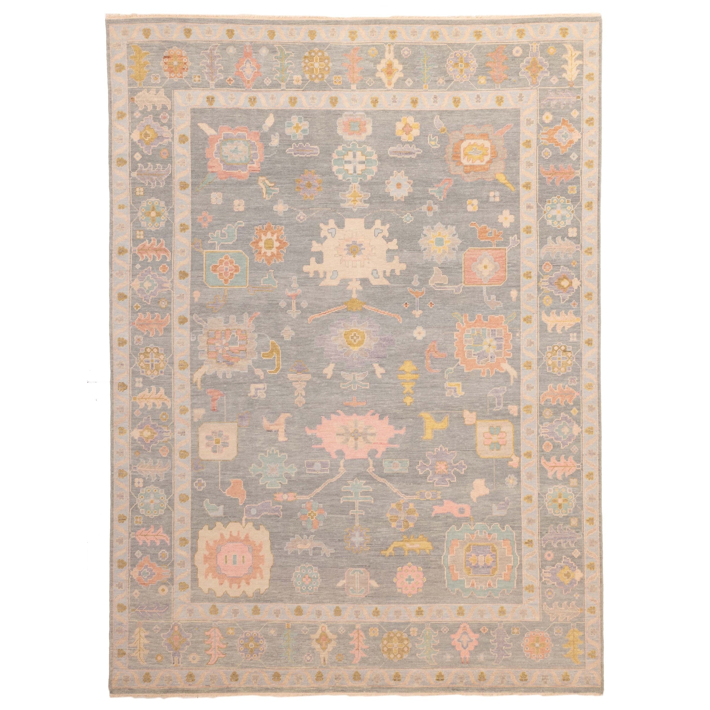 Ecarpetgallery Hand Knotted Modern Oushak Teal Wool Rug 811 X 1110