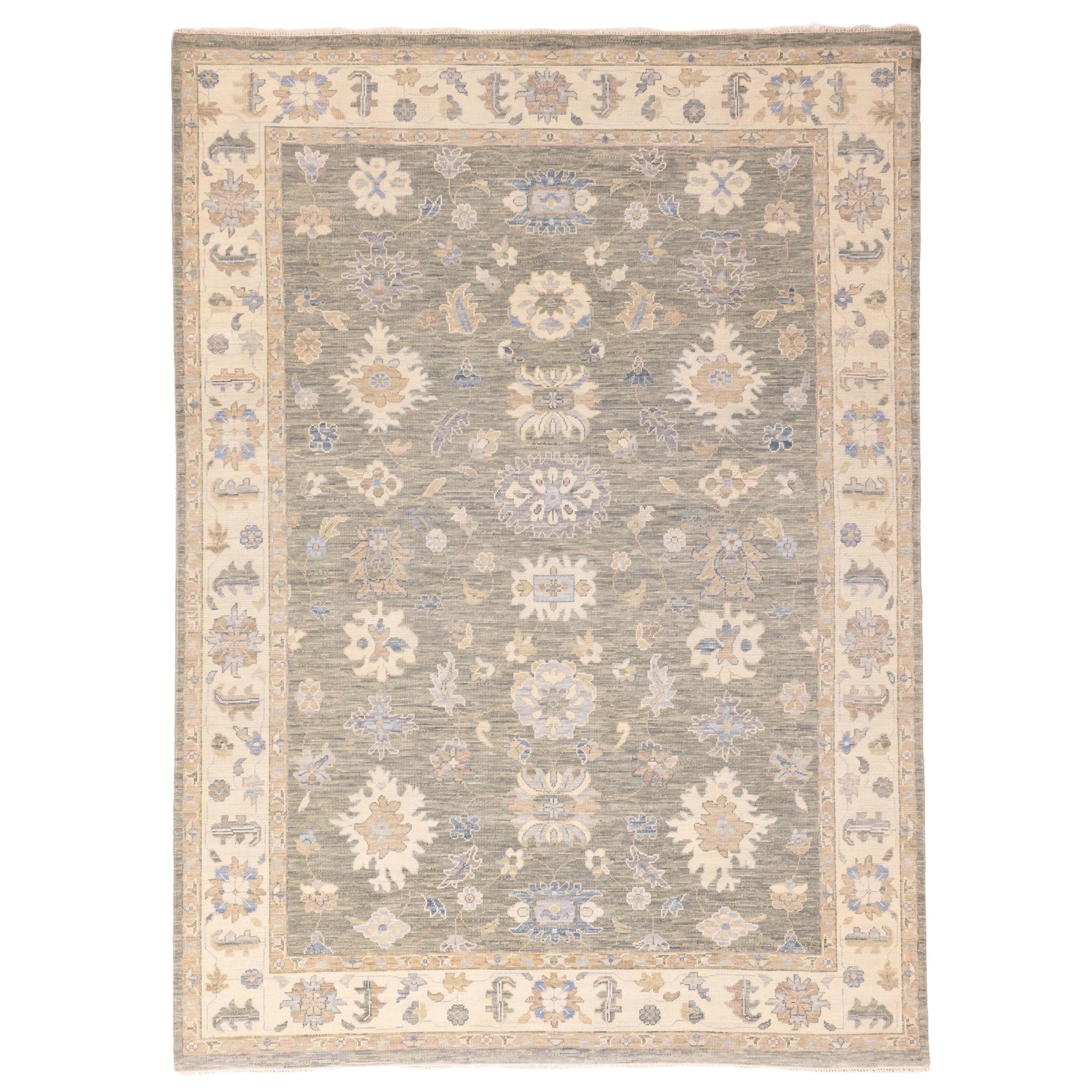 Ecarpetgallery Hand Knotted Modern Oushak Teal Wool Rug 90 X 123