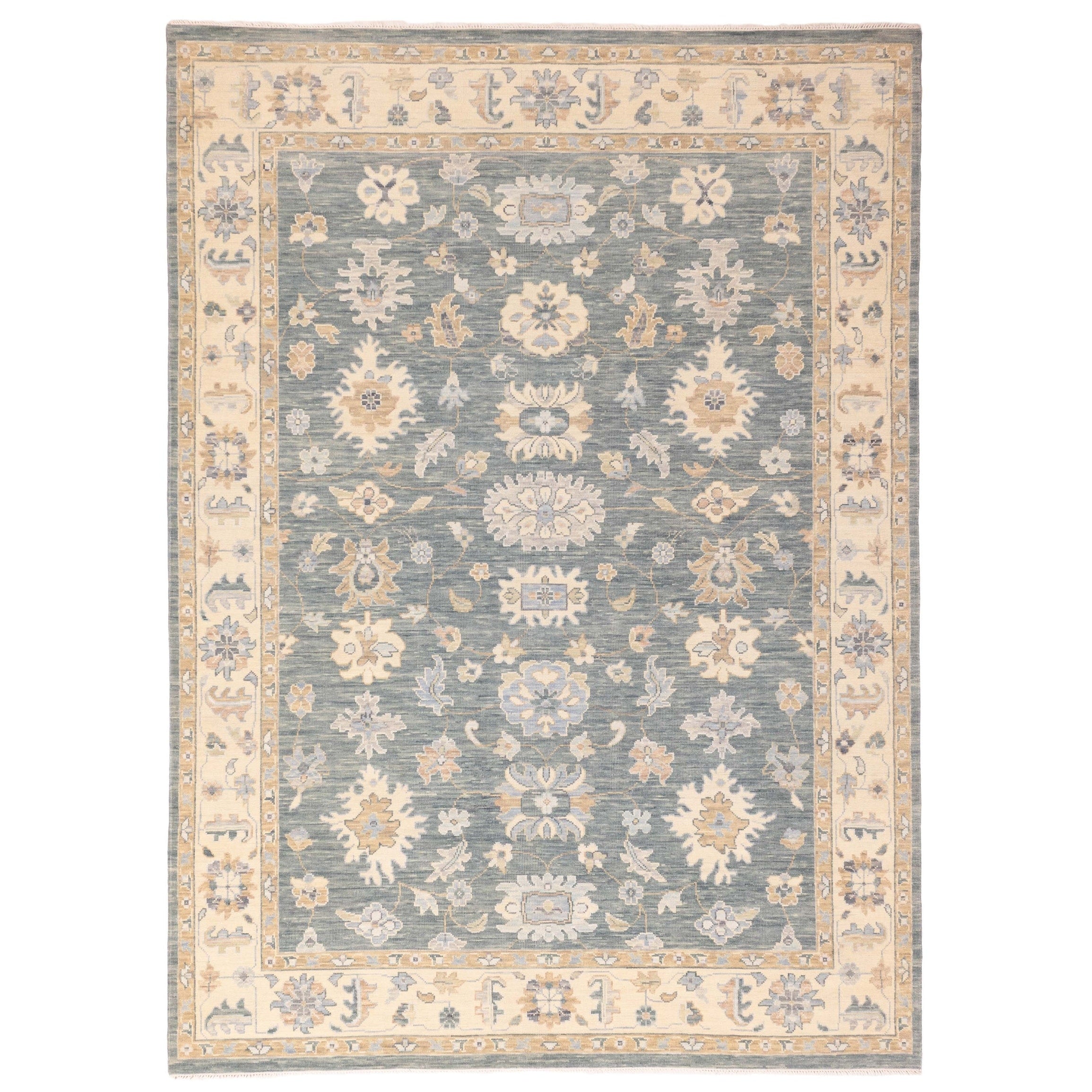 Ecarpetgallery Hand Knotted Modern Oushak Teal Wool Rug 90 X 1110