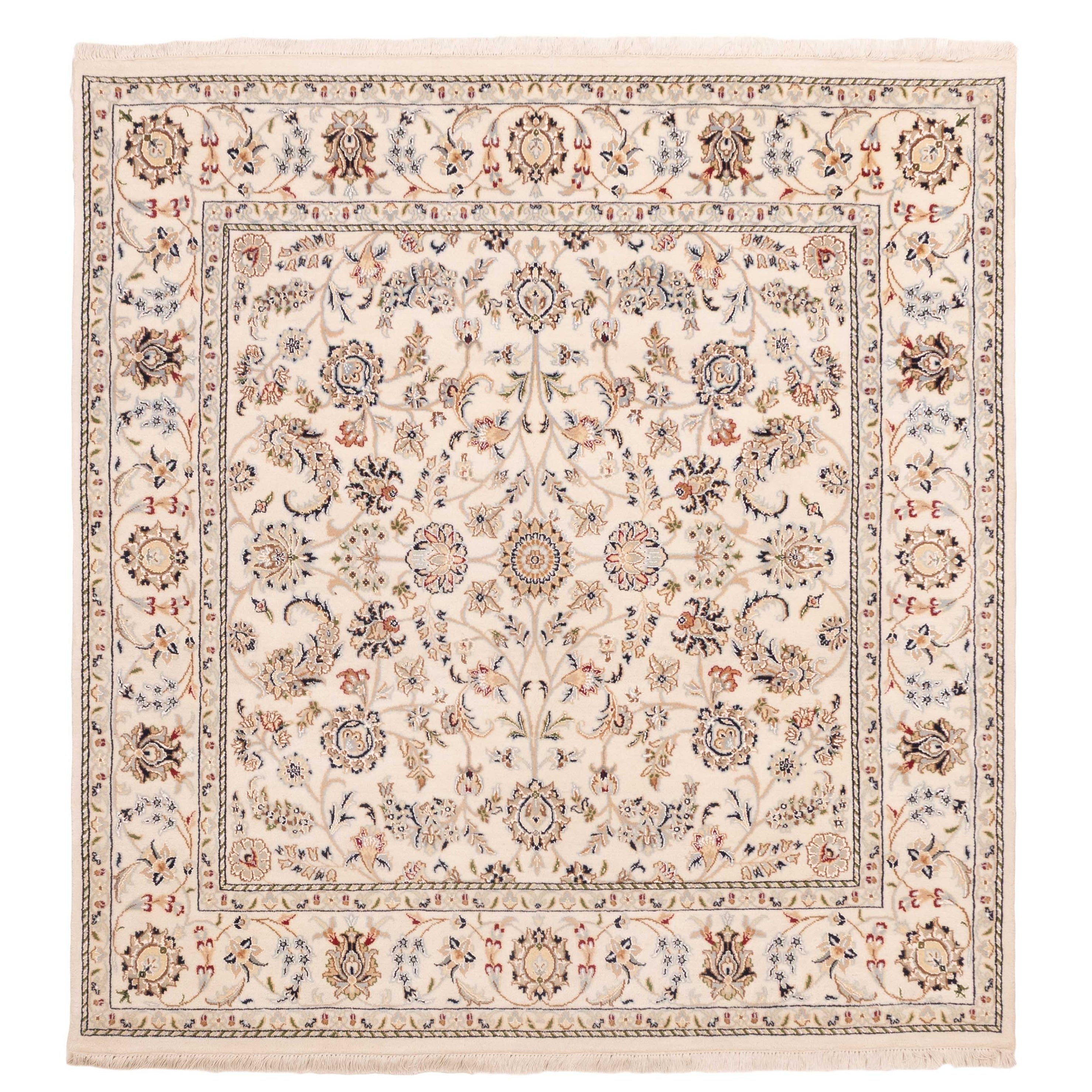 Ecarpetgallery Hand Knotted Nain Cream Silk Wool Rug 58 X 511