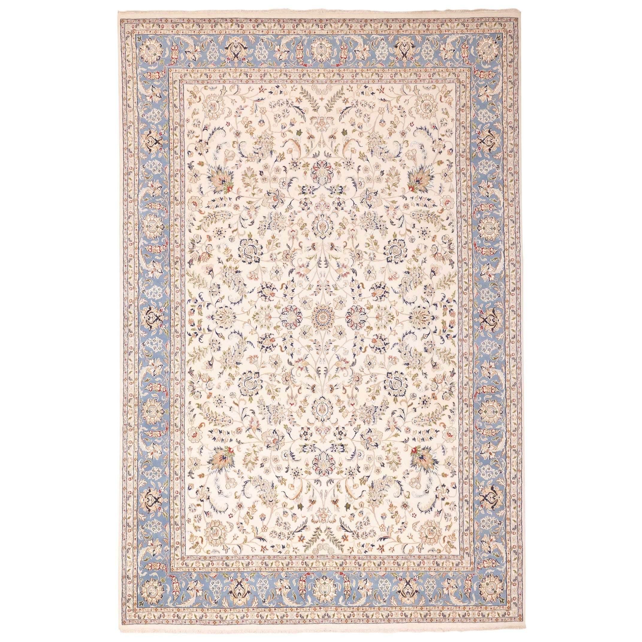 Ecarpetgallery Hand Knotted Nain Cream Viscose Wool Rug 97 X 142