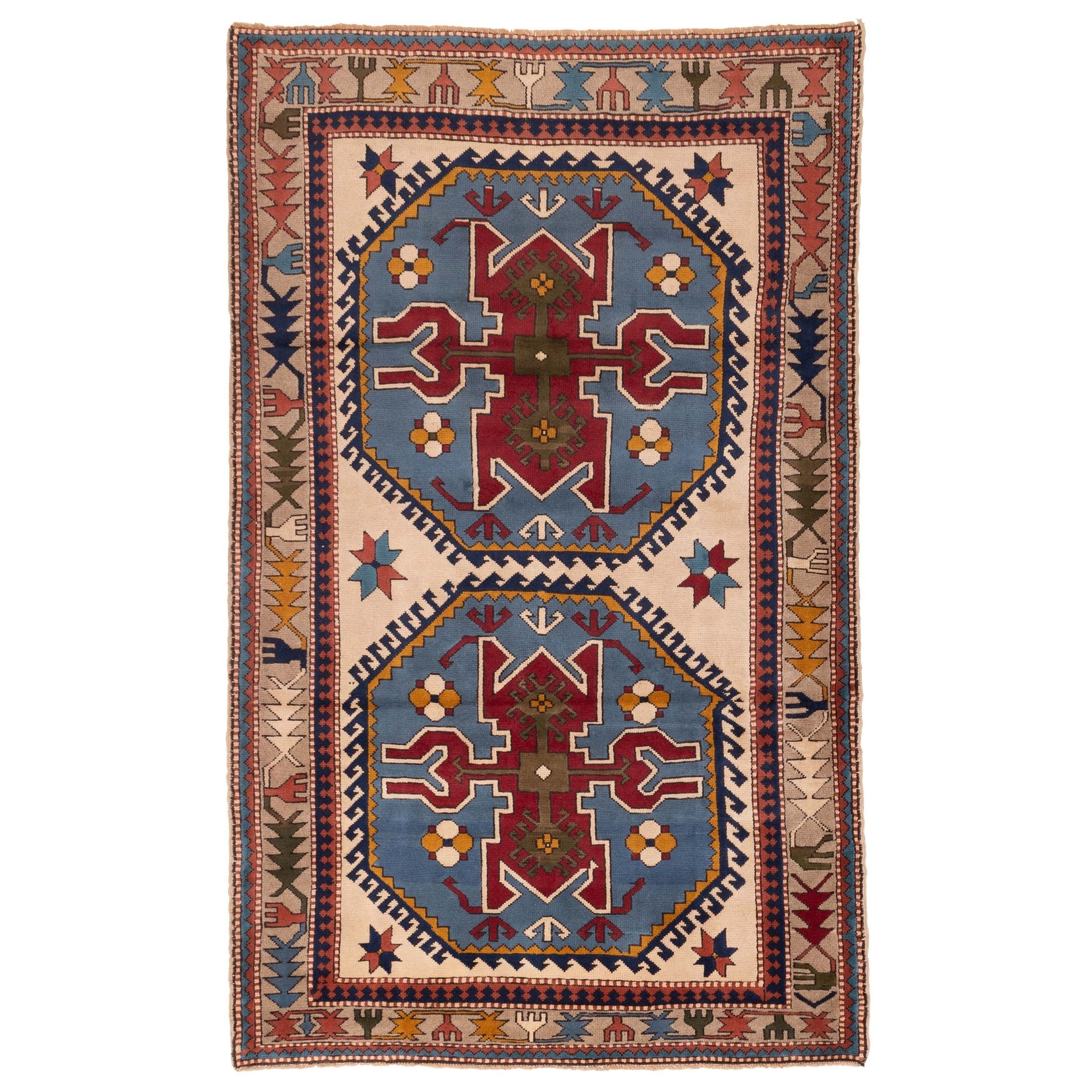 Ecarpetgallery Hand Knotted Oushak Sky Blue Wool Rug 55 X 810