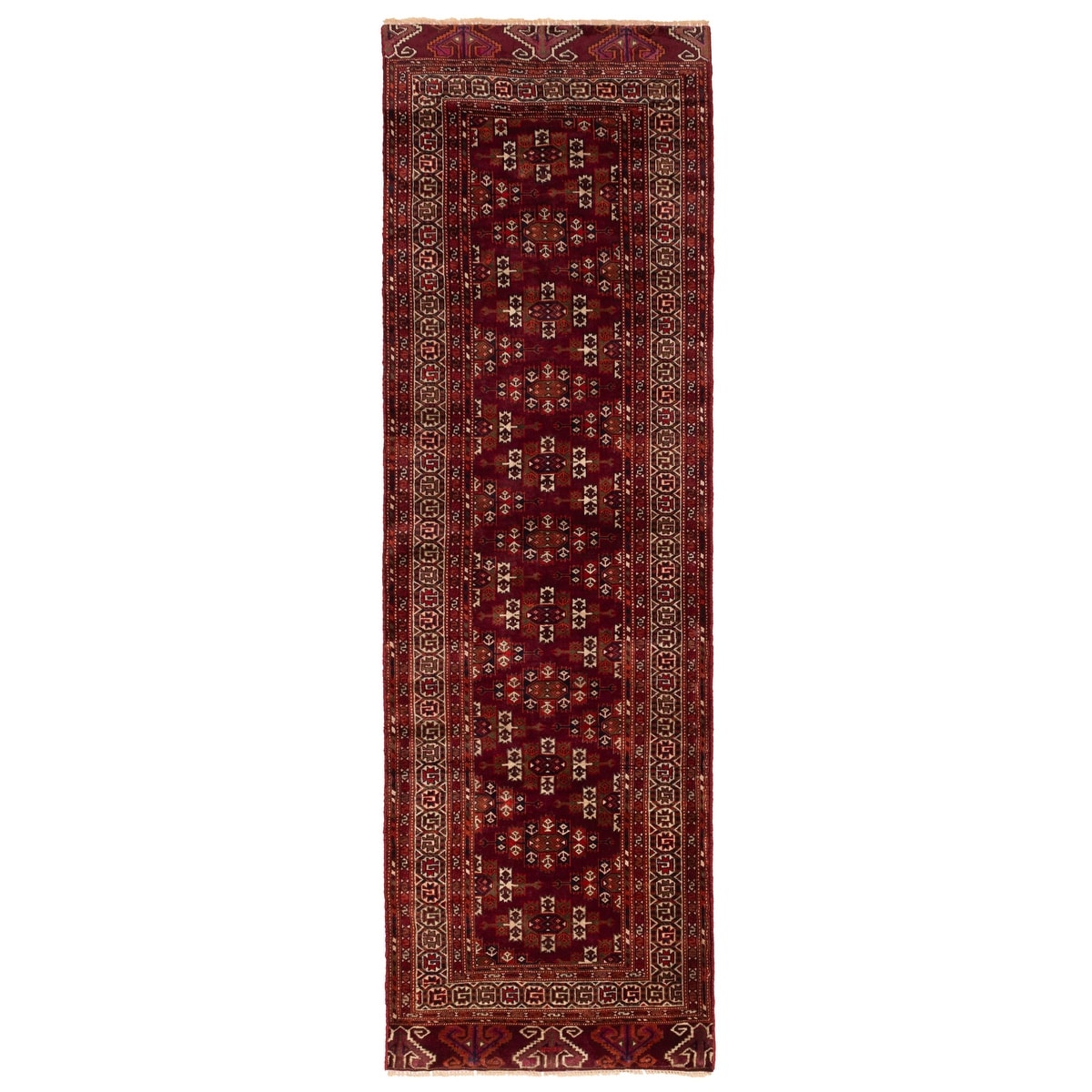 Ecarpetgallery Hand Knotted Peshawar Bokhara Burgundy Wool Rug 28 X 89