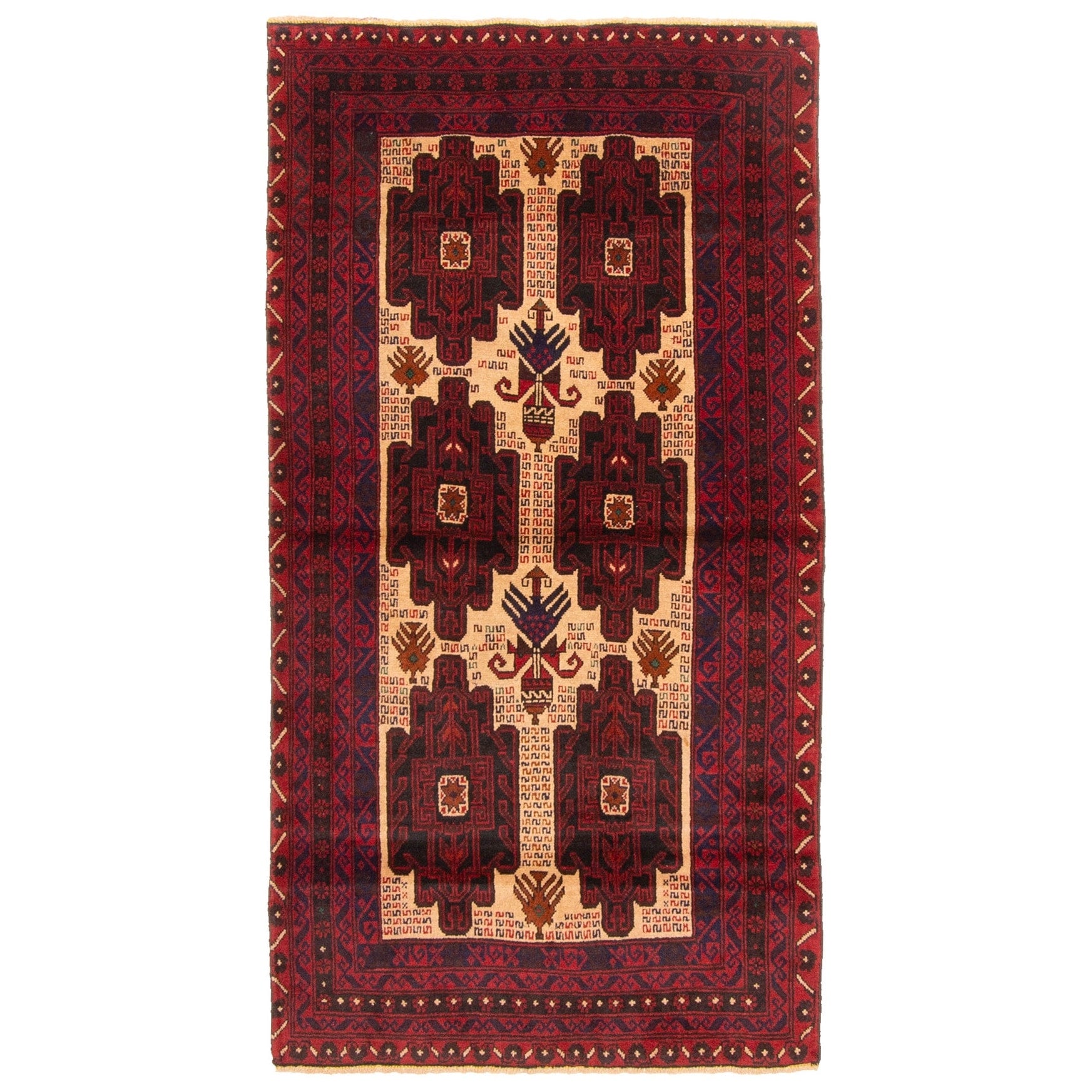 Ecarpetgallery Hand Knotted Rizbaft Beige Wool Rug 211 X 56