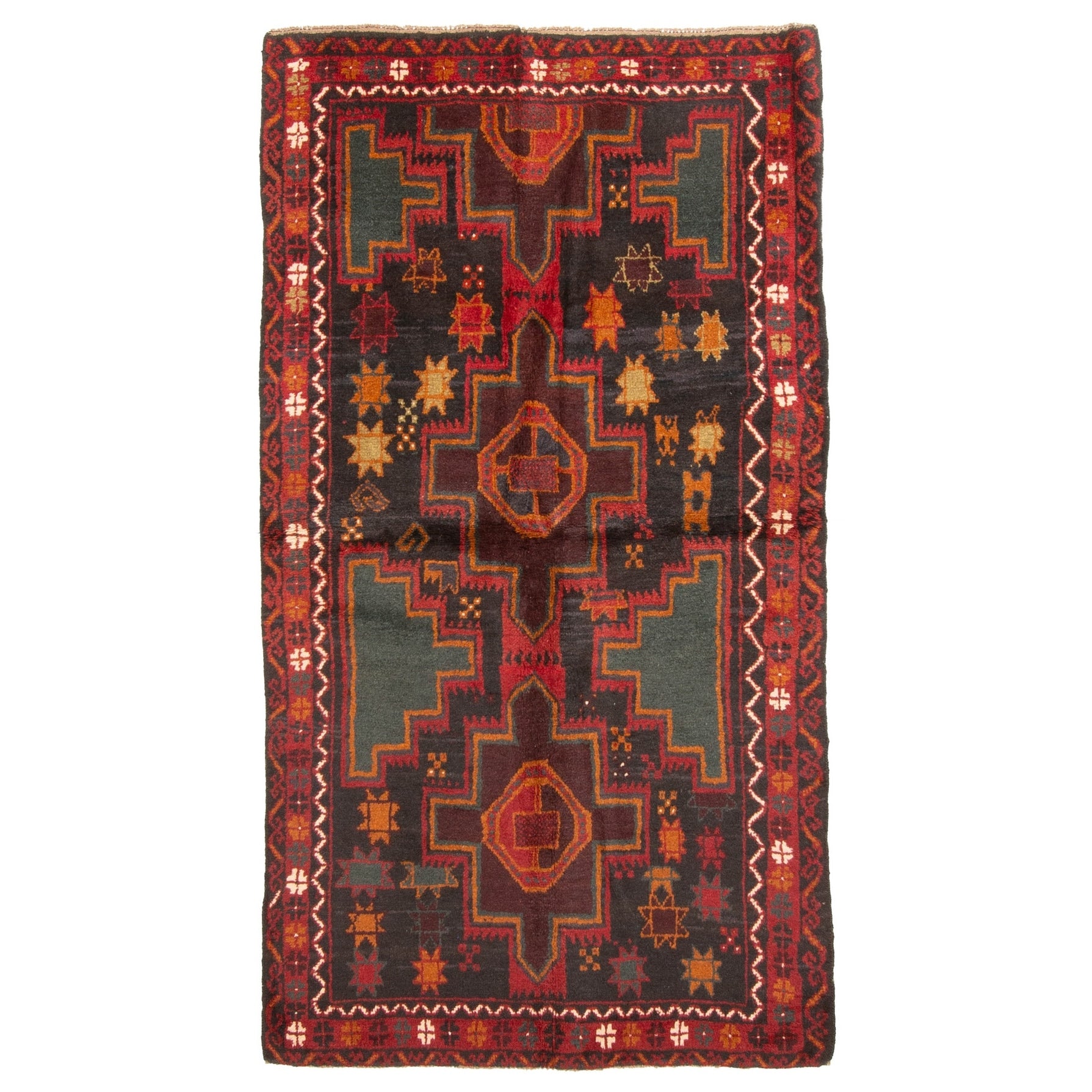 Ecarpetgallery Hand Knotted Rizbaft Black Wool Rug 37 X 67