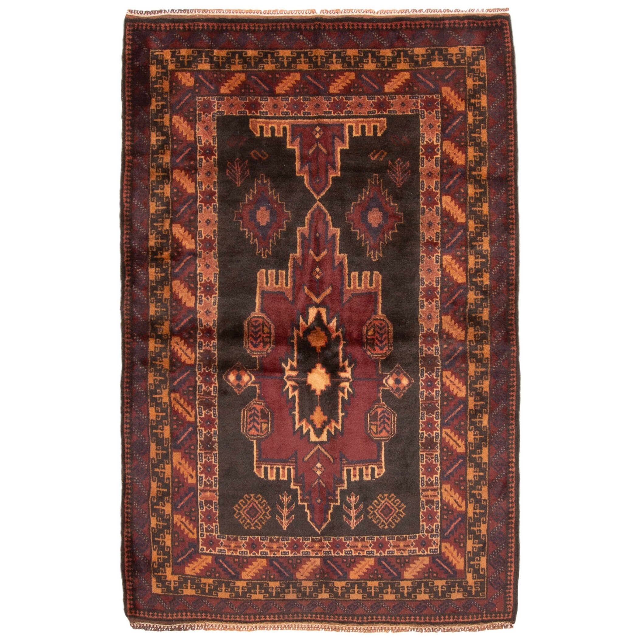 Ecarpetgallery Hand Knotted Rizbaft Black Wool Rug 39 X 60