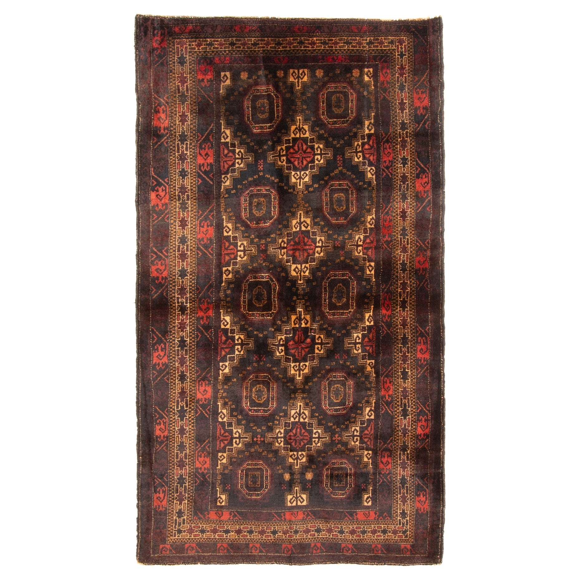 Ecarpetgallery Hand Knotted Rizbaft Black Wool Rug 38 X 69