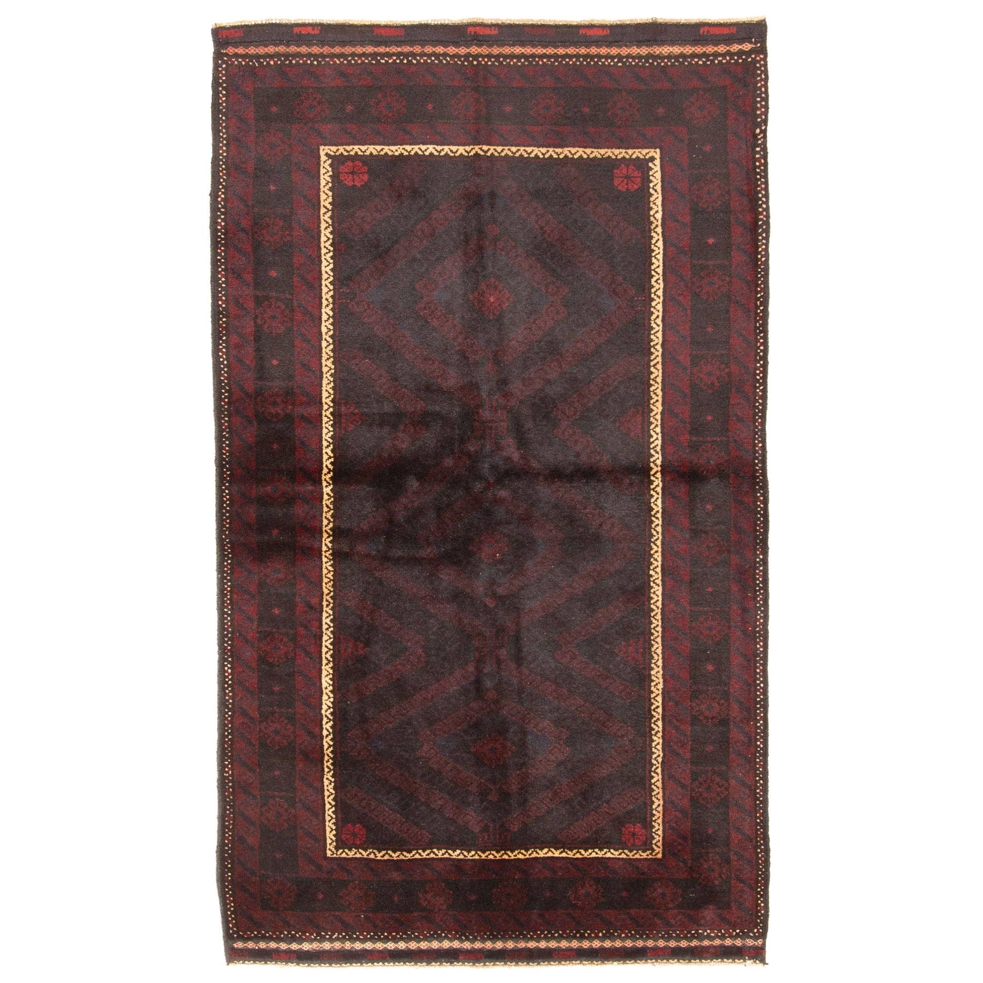Ecarpetgallery Hand Knotted Rizbaft Black Charcoal Wool Rug 37 X 63