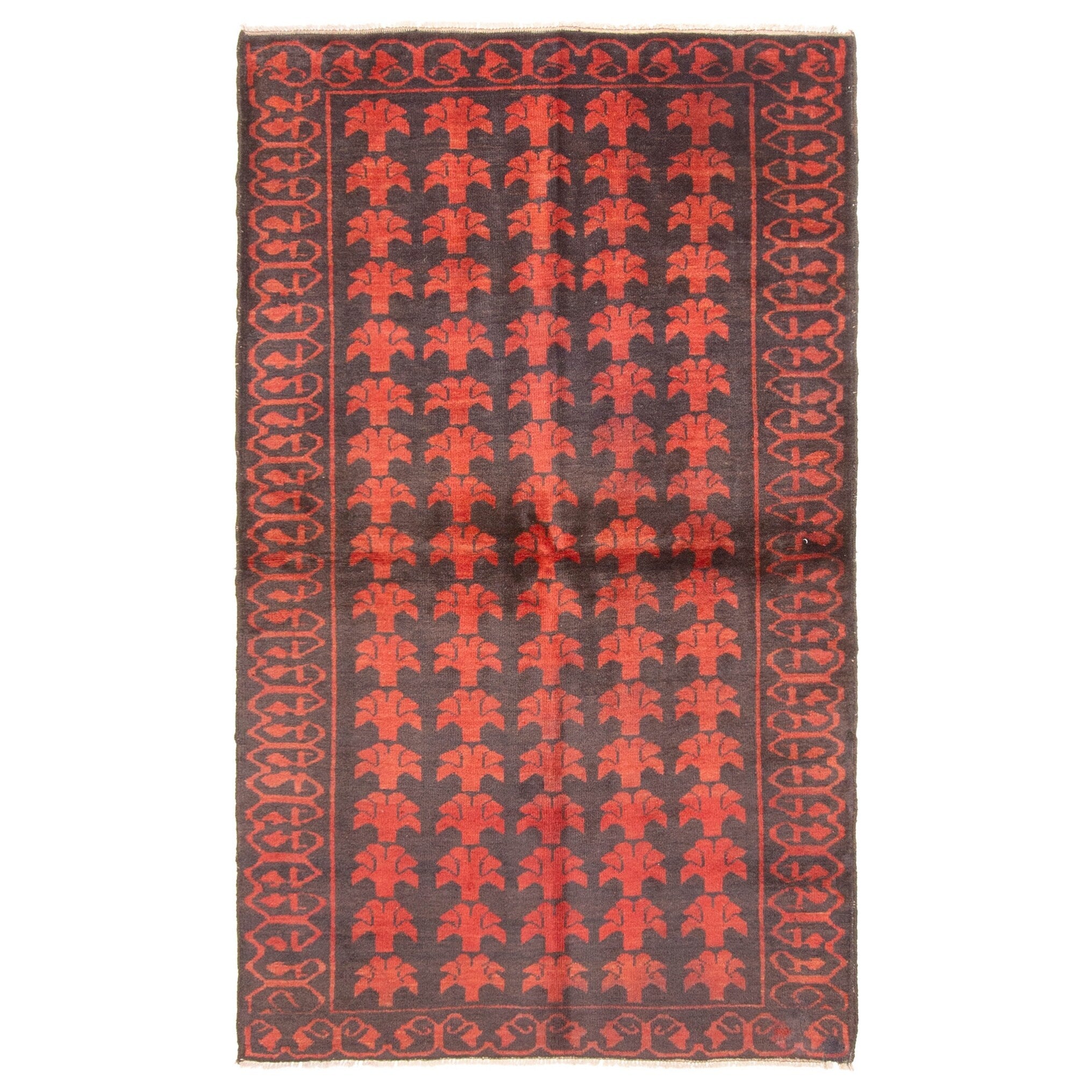 Ecarpetgallery Hand Knotted Rizbaft Black Dark Red Wool Rug 33 X 57