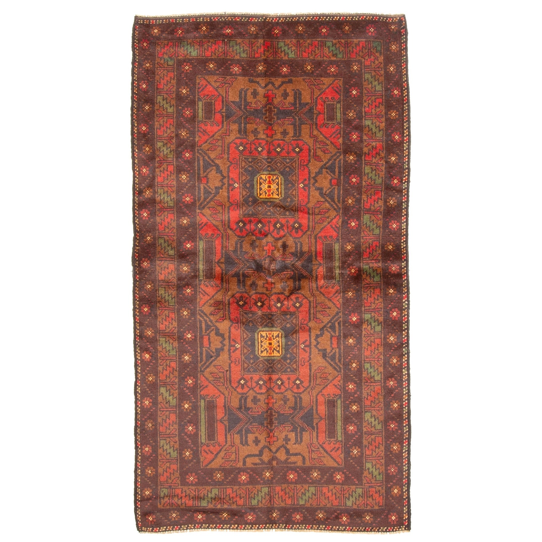 Ecarpetgallery Hand Knotted Rizbaft Brown Wool Rug 32 X 60