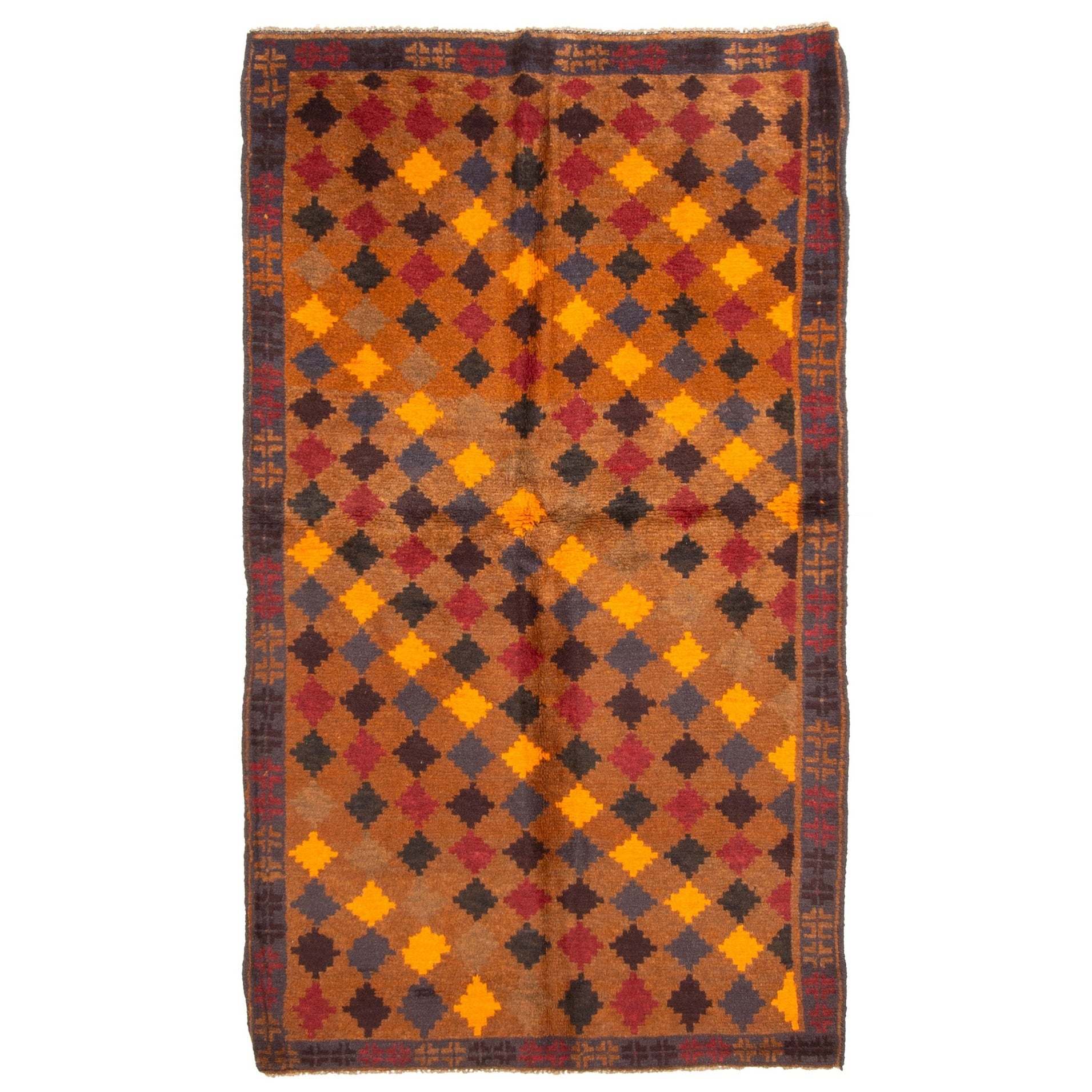 Ecarpetgallery Hand Knotted Rizbaft Brown Wool Rug 37 X 64