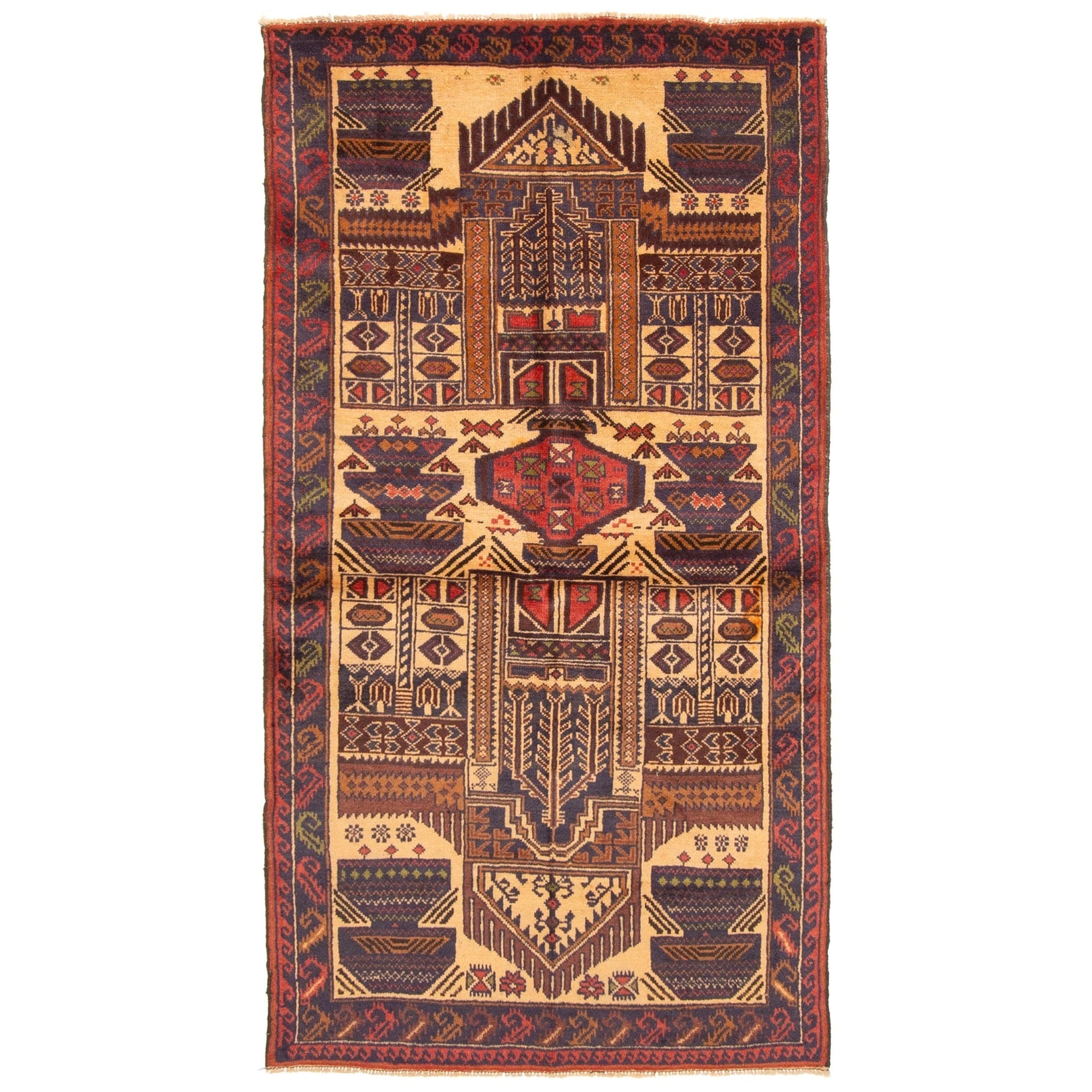 Ecarpetgallery Hand Knotted Rizbaft Brown Wool Rug 34 X 63