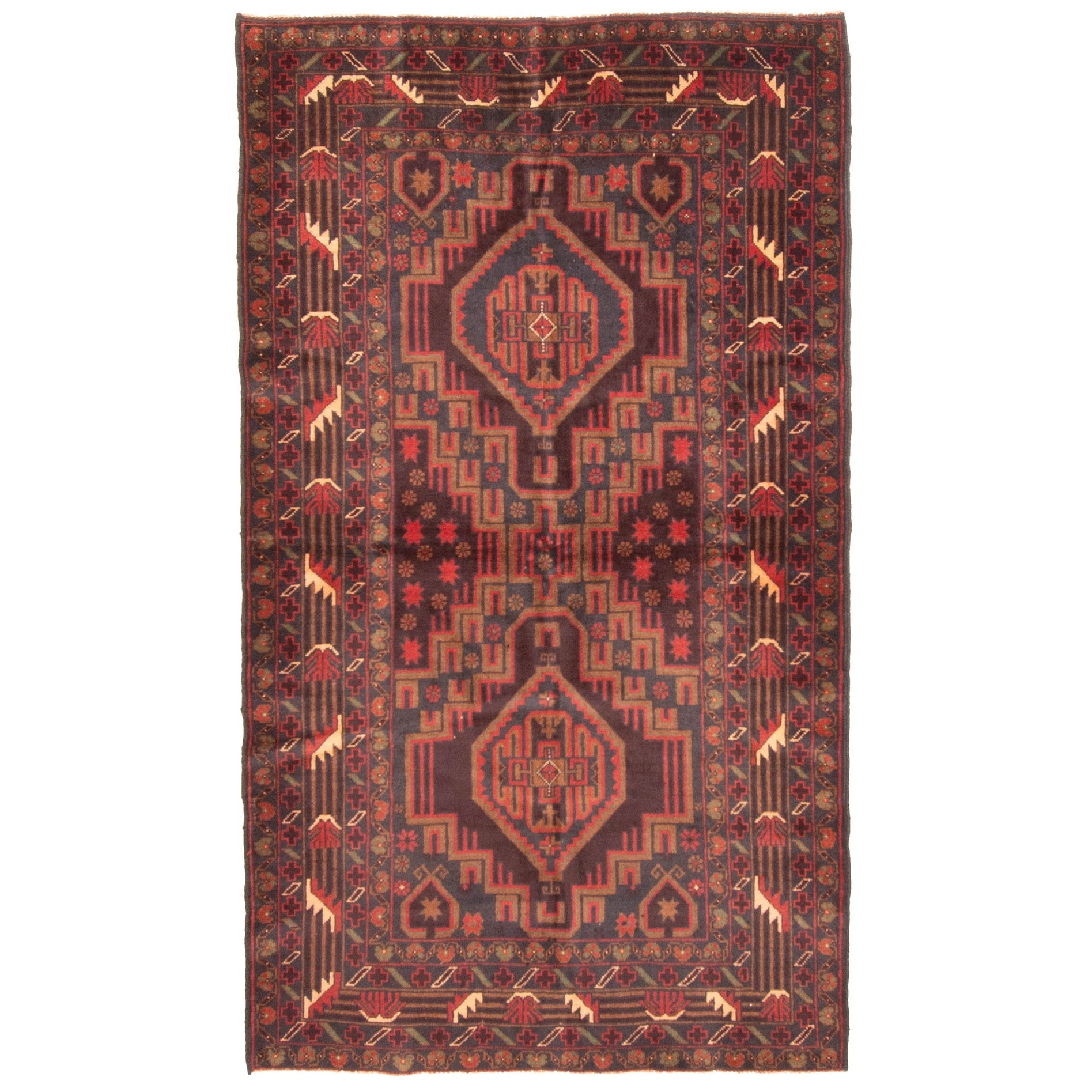 Ecarpetgallery Hand Knotted Rizbaft Dark Brown Wool Rug 39 X 65