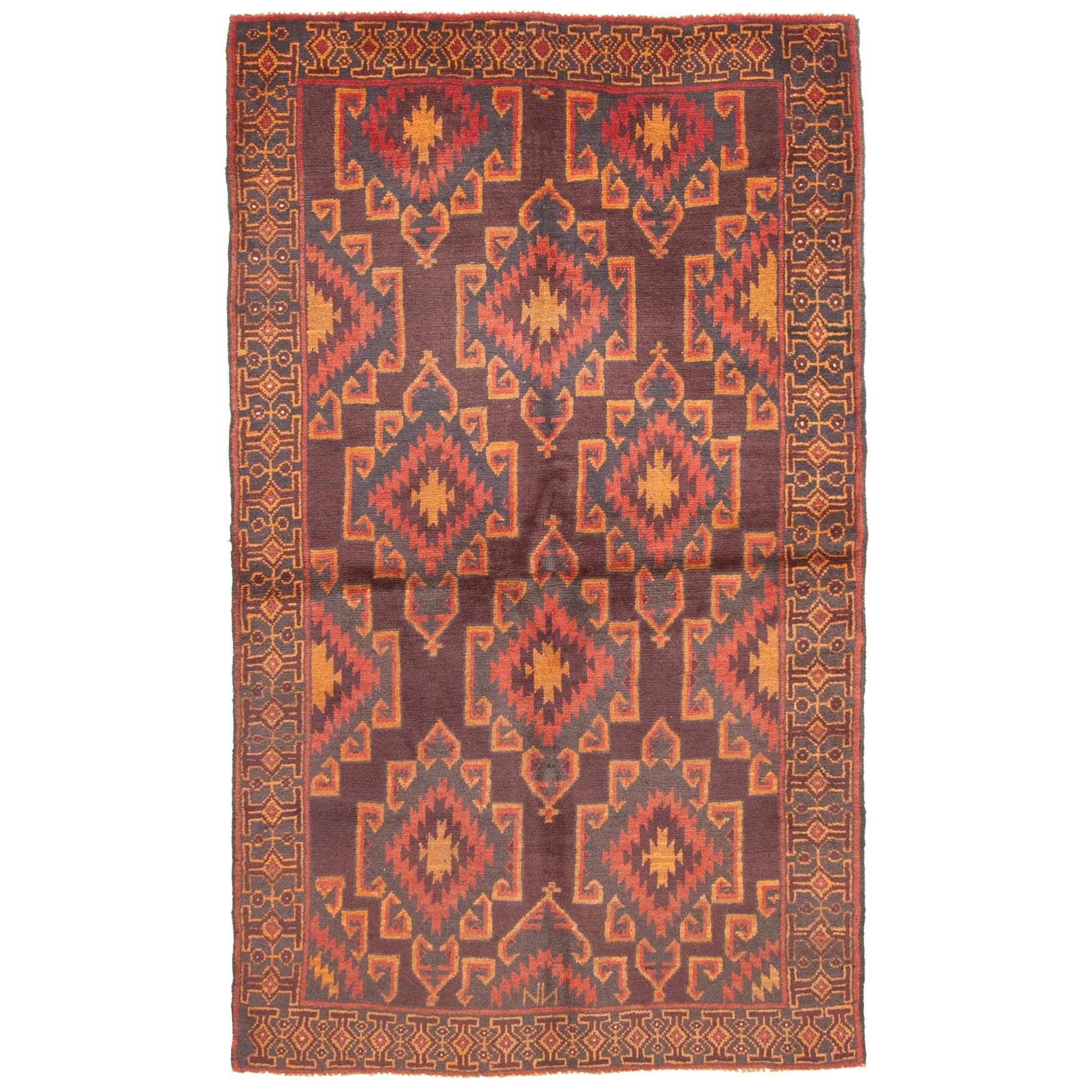 Ecarpetgallery Hand Knotted Rizbaft Dark Brown Wool Rug 38 X 62