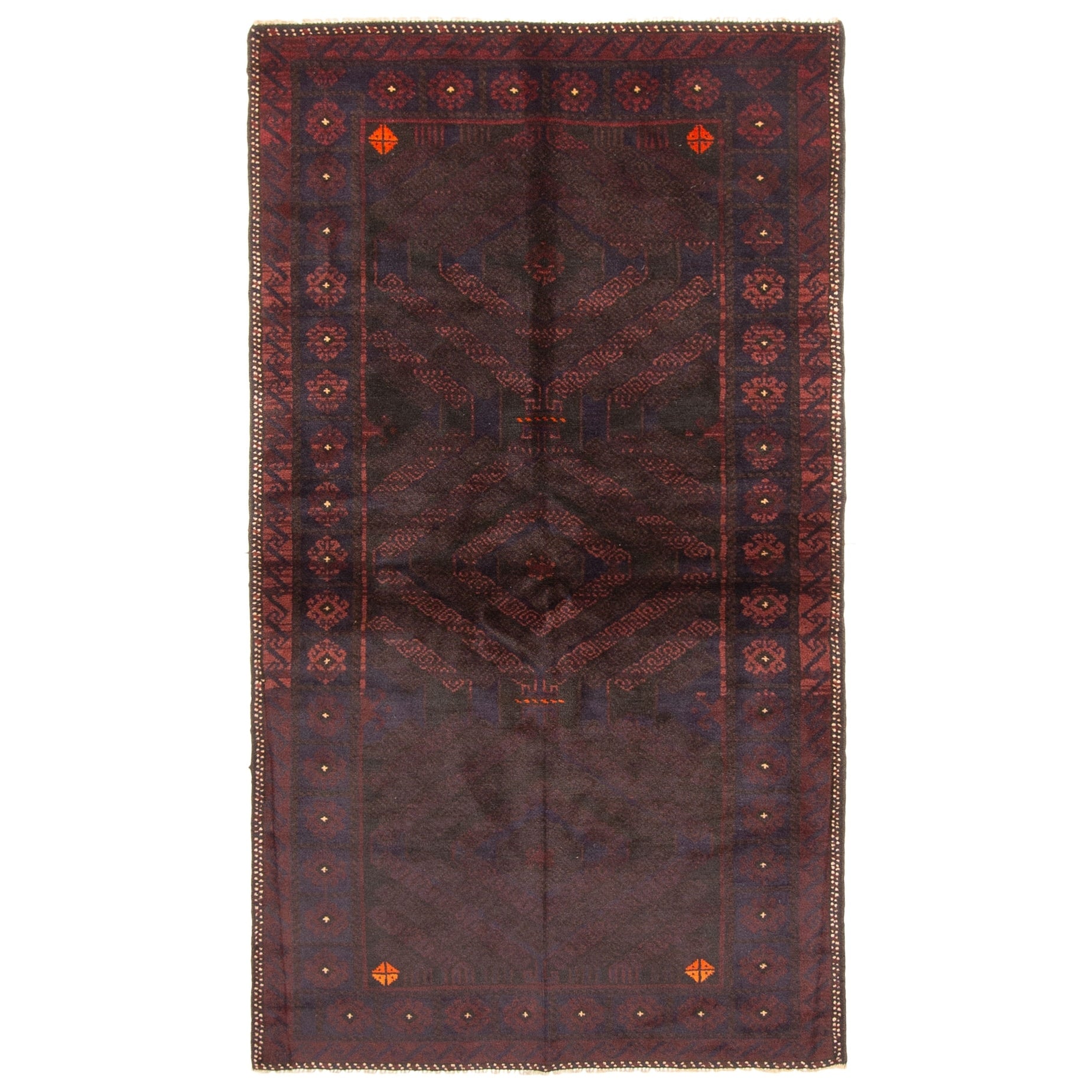 Ecarpetgallery Hand Knotted Rizbaft Dark Brown Wool Rug 33 X 63