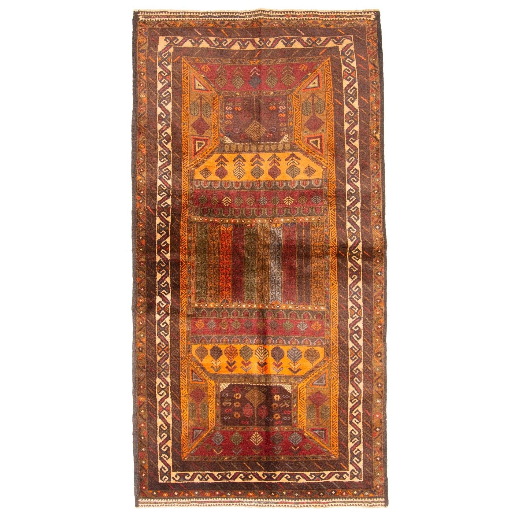 Ecarpetgallery Hand Knotted Rizbaft Dark Brown Wool Rug 35 X 67