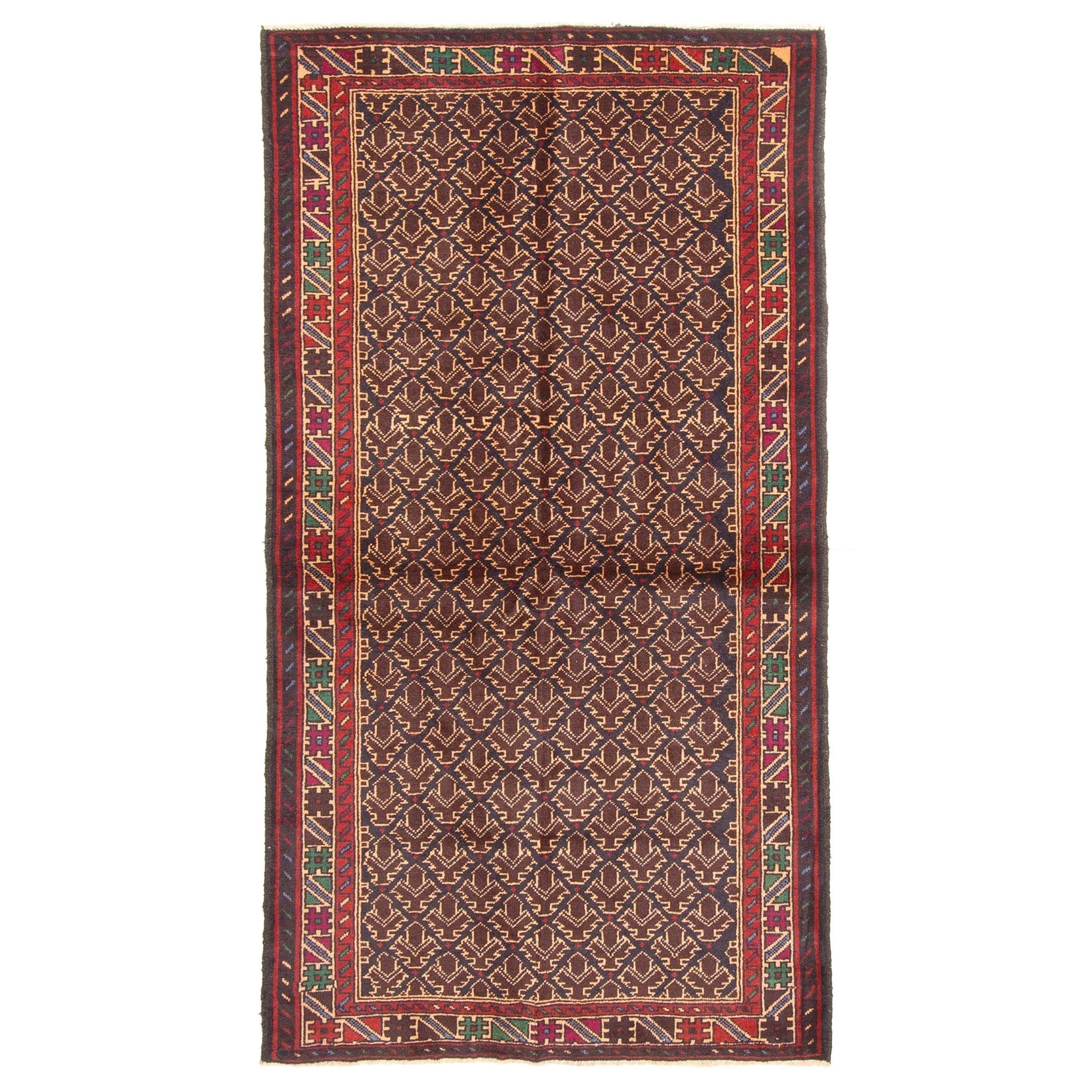 Ecarpetgallery Hand Knotted Rizbaft Dark Brown Wool Rug 33 X 62