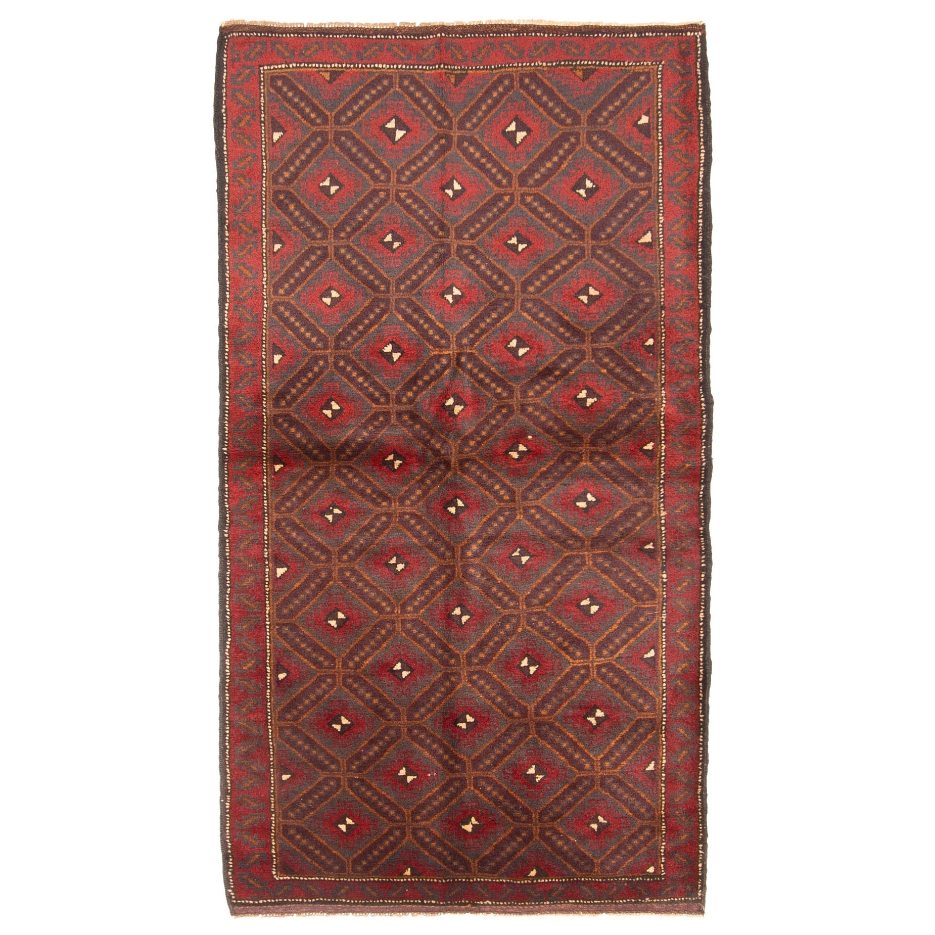 Ecarpetgallery Hand Knotted Rizbaft Dark Brown Wool Rug 33 X 67