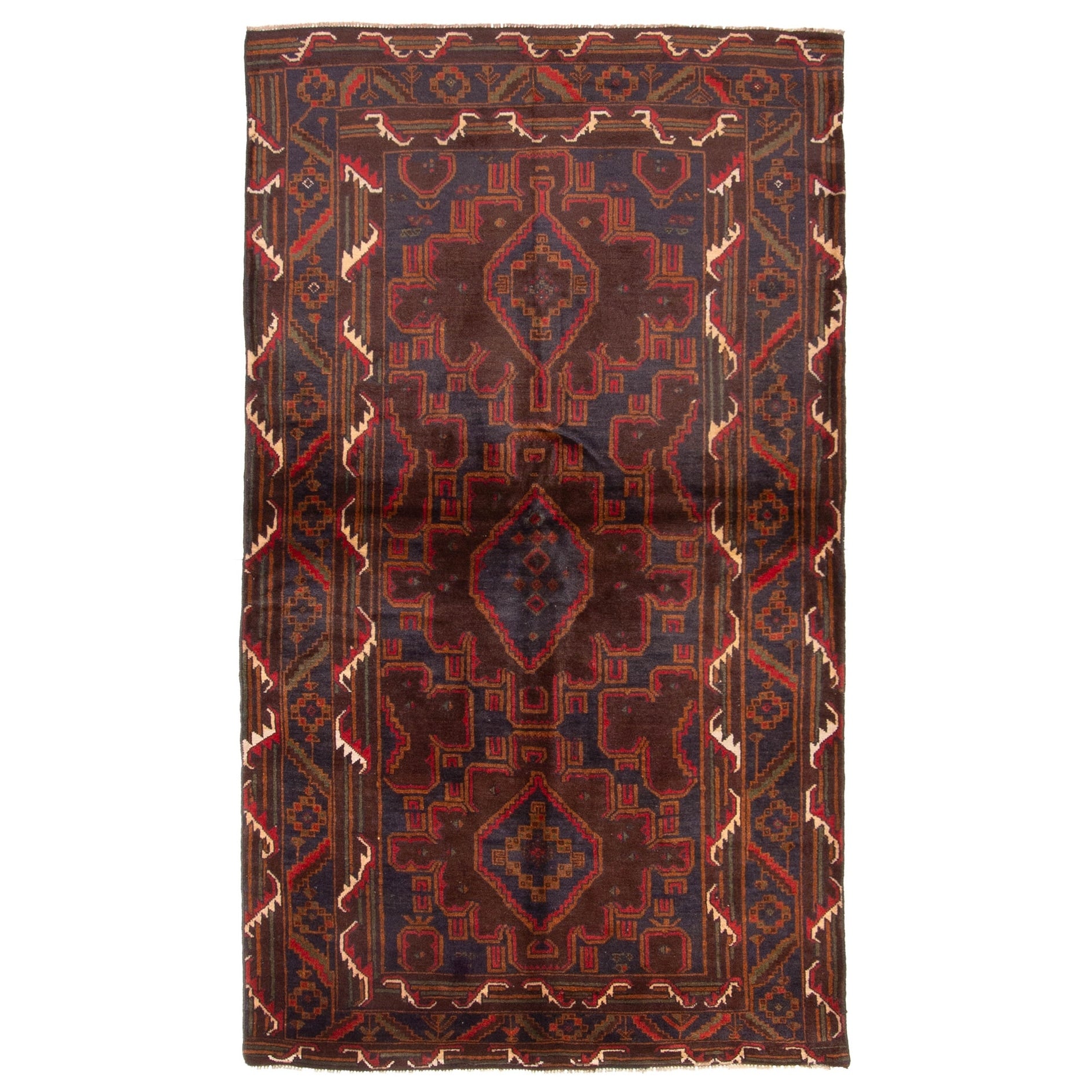 Ecarpetgallery Hand Knotted Rizbaft Dark Brown Wool Rug 38 X 67